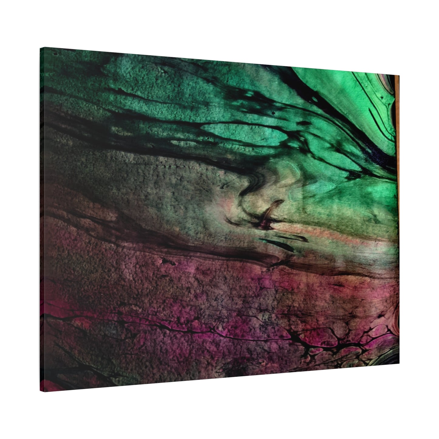flame tempered pour - Abstract Teal & Magenta Canvas Wall Art — Matte Stretched 1.25"