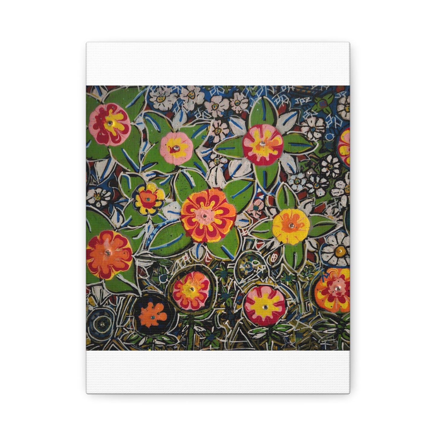 Urban_gardening-04 - Floral Pop Matte Stretched Canvas – Colorful Hand-Painted Garden Wall Art