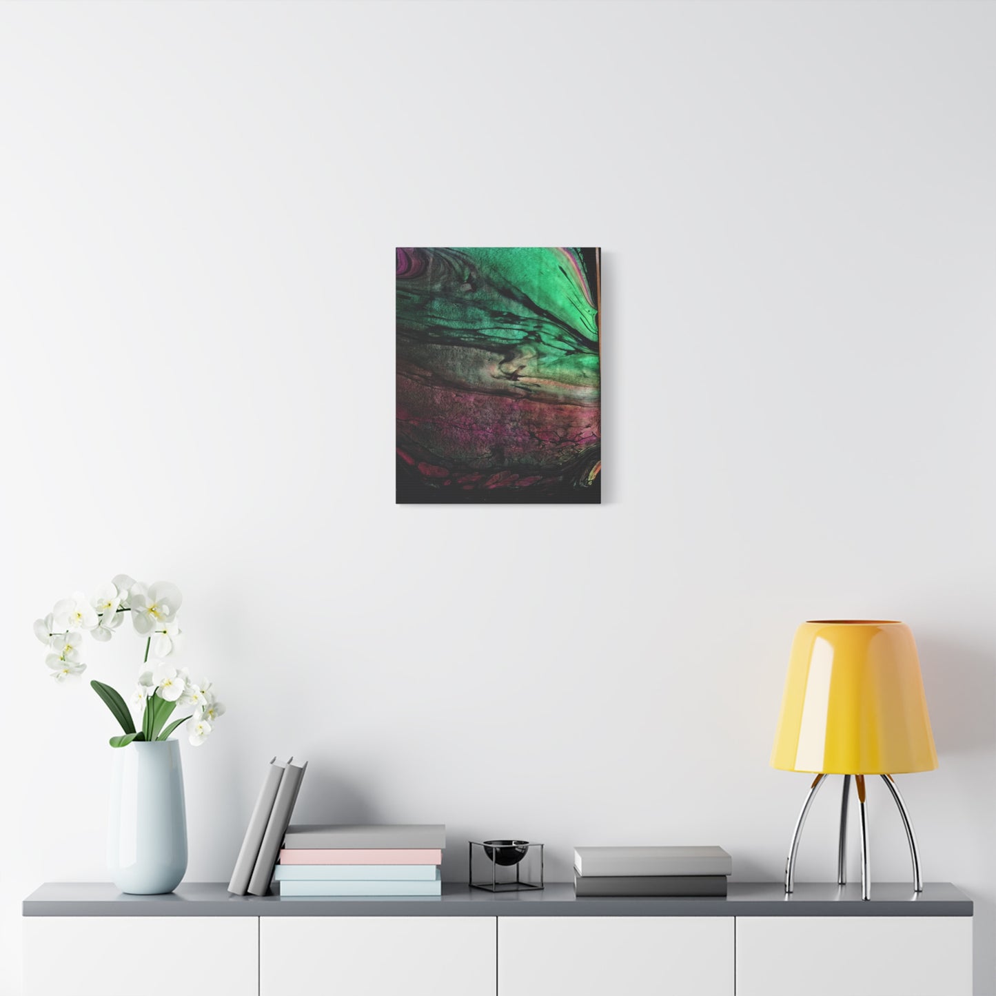flame tempered pour - Abstract Teal & Magenta Canvas Wall Art — Matte Stretched 1.25"