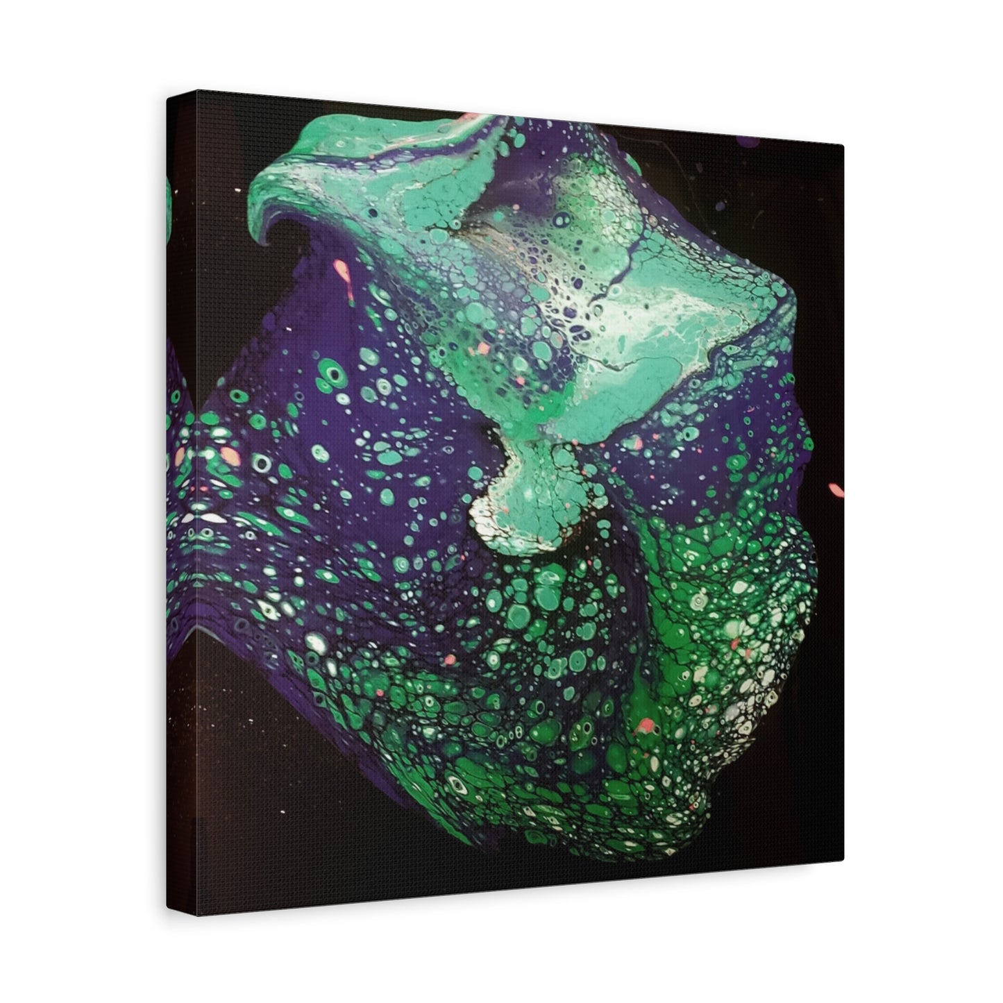 Abstract Green & Teal Fluid Art Canvas Print - Matte Stretched Wall Art