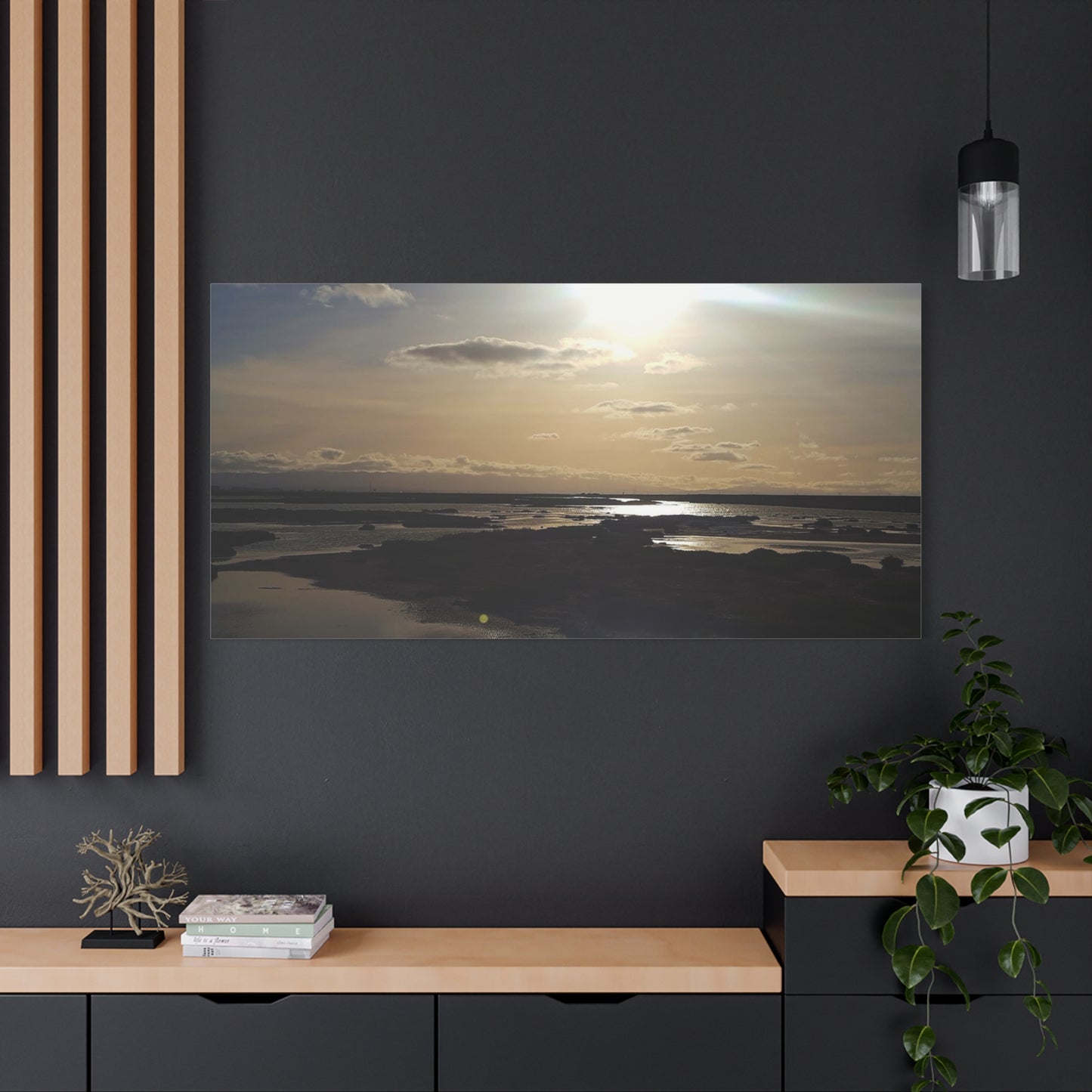 Sunlit Coastal Reflection (don edwards preserve)Canvas Print — Matte Stretched Wall Art