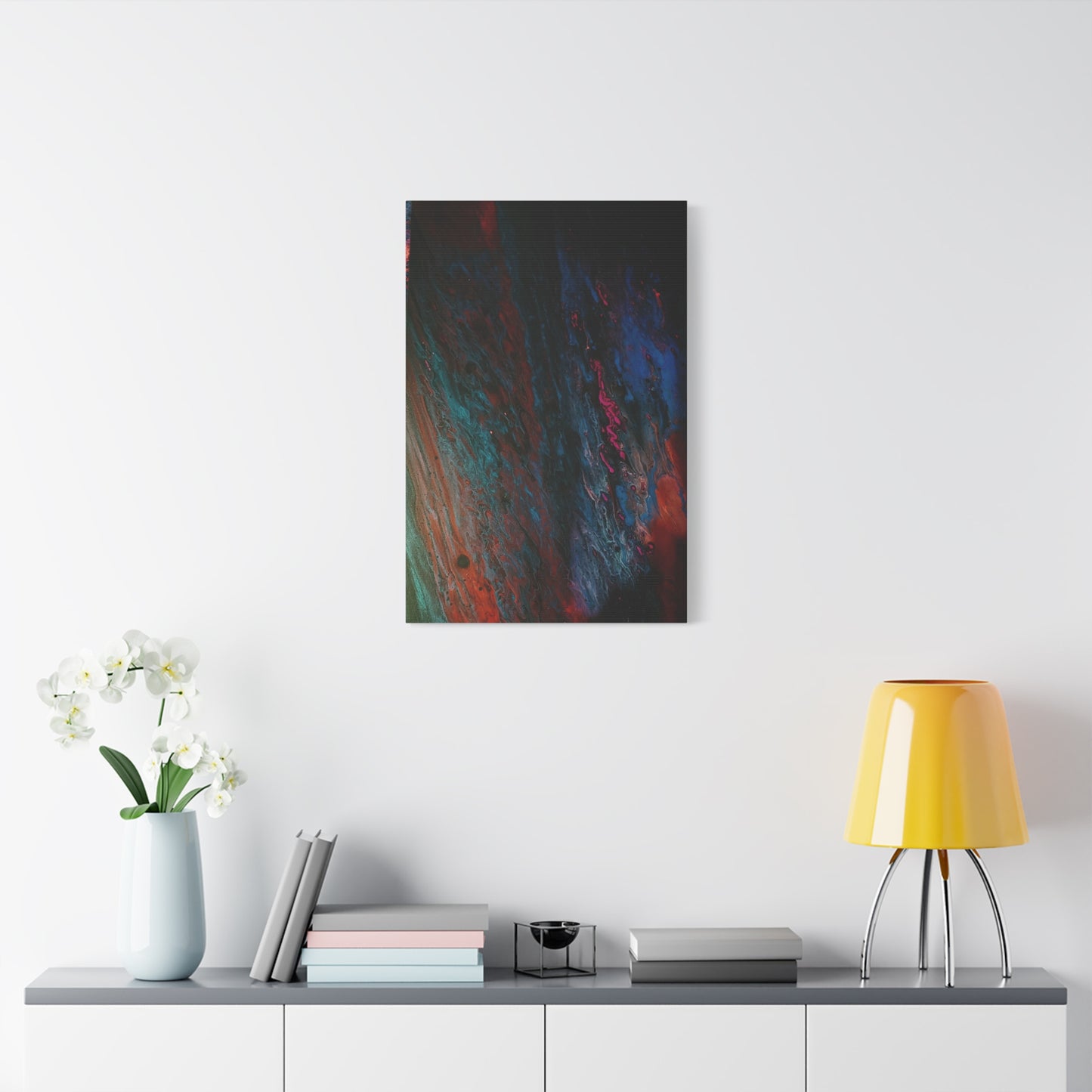Abstract Fluid Art Canvas Wall Art - Jupiter pour — Vibrant Ocean Night Matte Stretched Canvas
