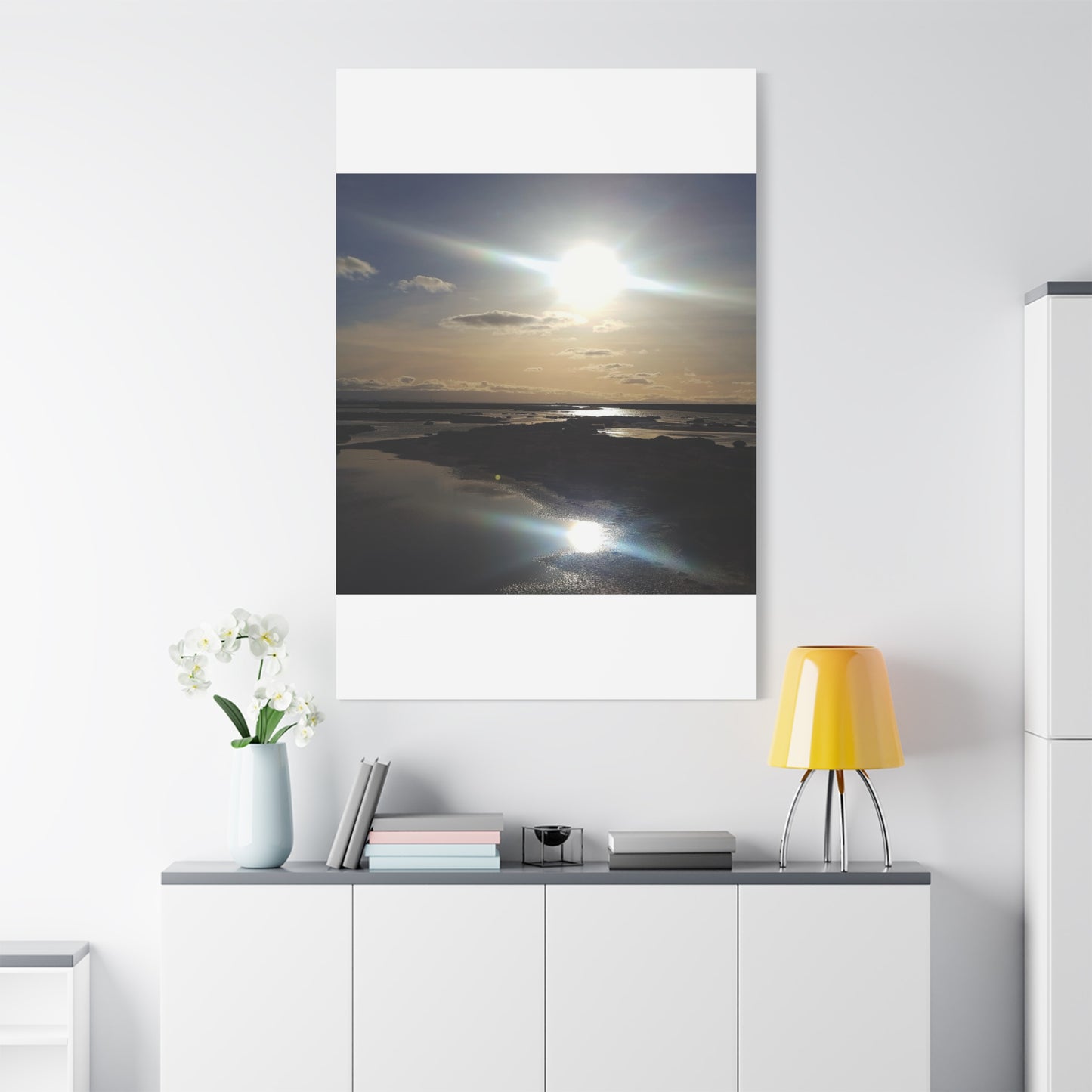 Sunlit Coastal Reflection (don edwards preserve)Canvas Print — Matte Stretched Wall Art