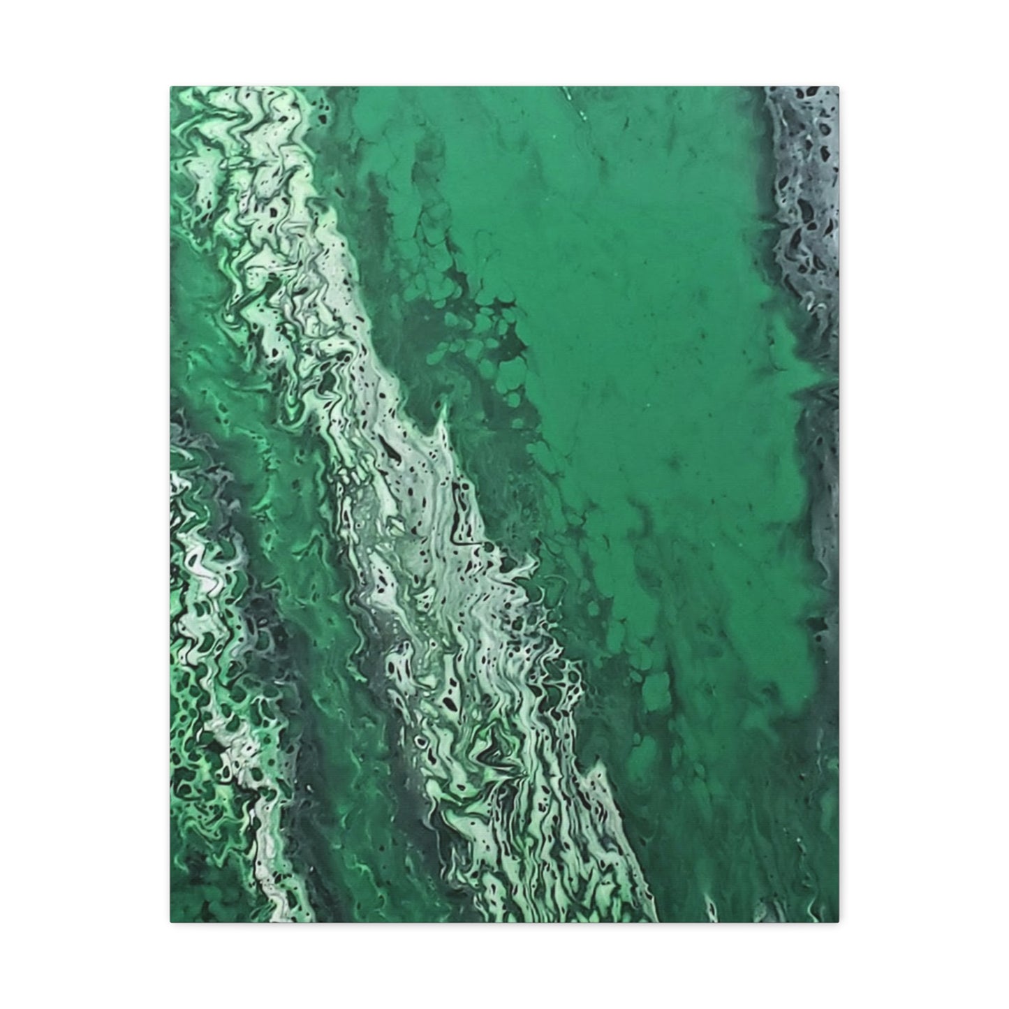 Emerald Wave Abstract Canvas Print — Matte Stretched Wall Art