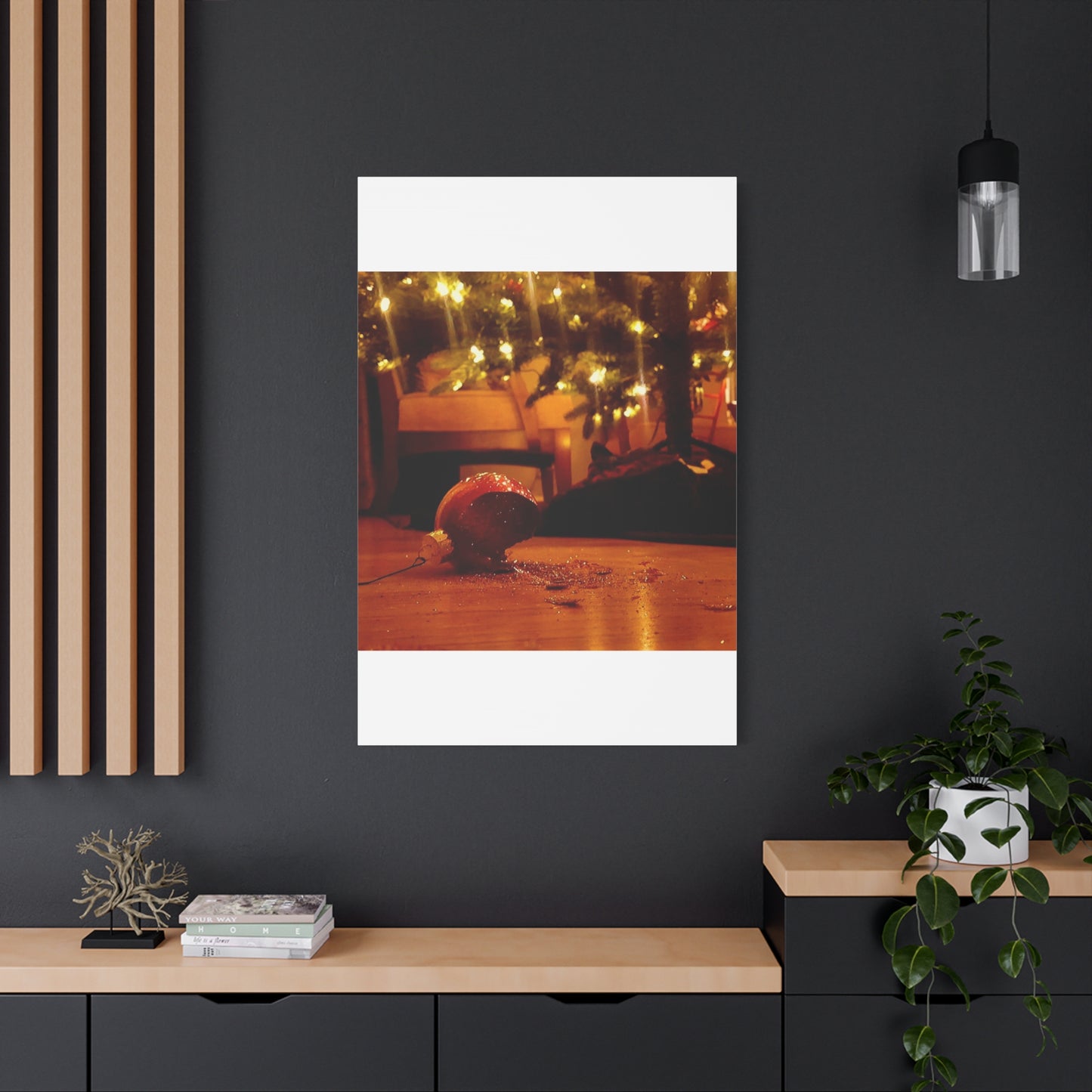 Christmas Tree Ornament Photo Canvas – Cozy Holiday Still Life Wall Art
