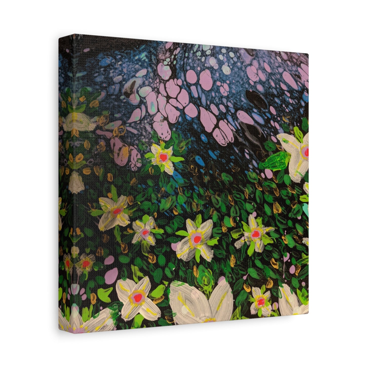 Floetrol&Flowers - Night Pour Garden Matte Canvas Print — Stretched Wall Art