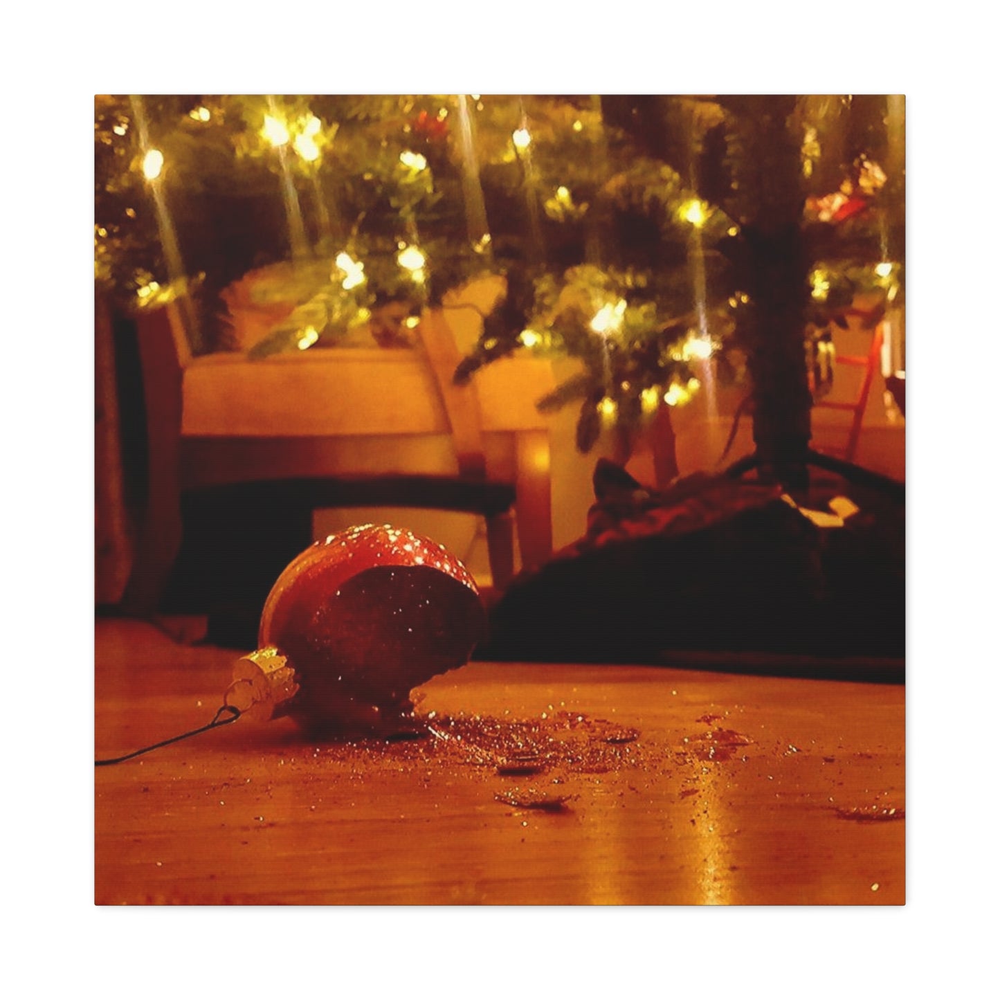 Christmas Tree Ornament Photo Canvas – Cozy Holiday Still Life Wall Art