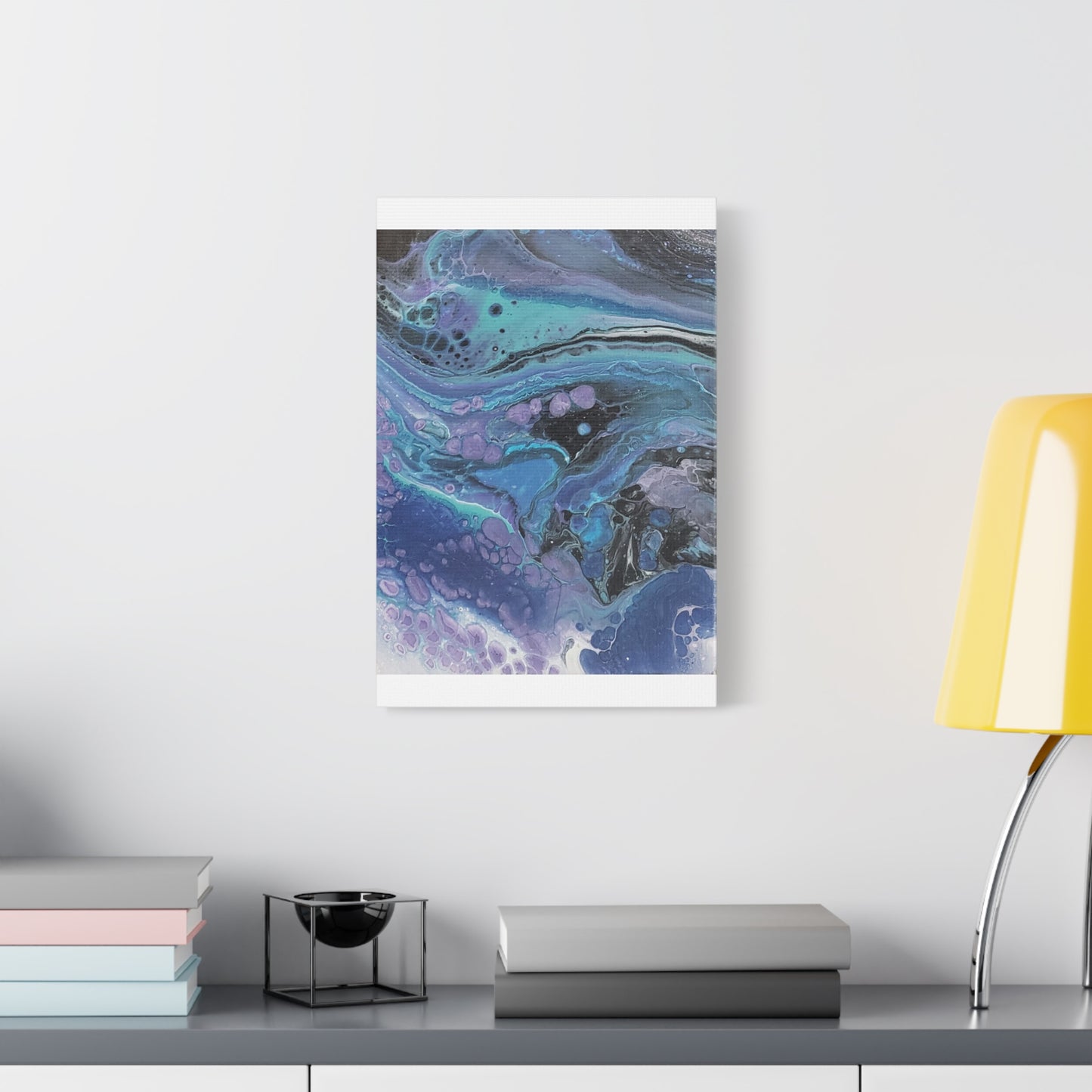 Abstract Ocean Wave Matte Canvas Print — Blue & Purple Fluid Art, Stretched 1.25"