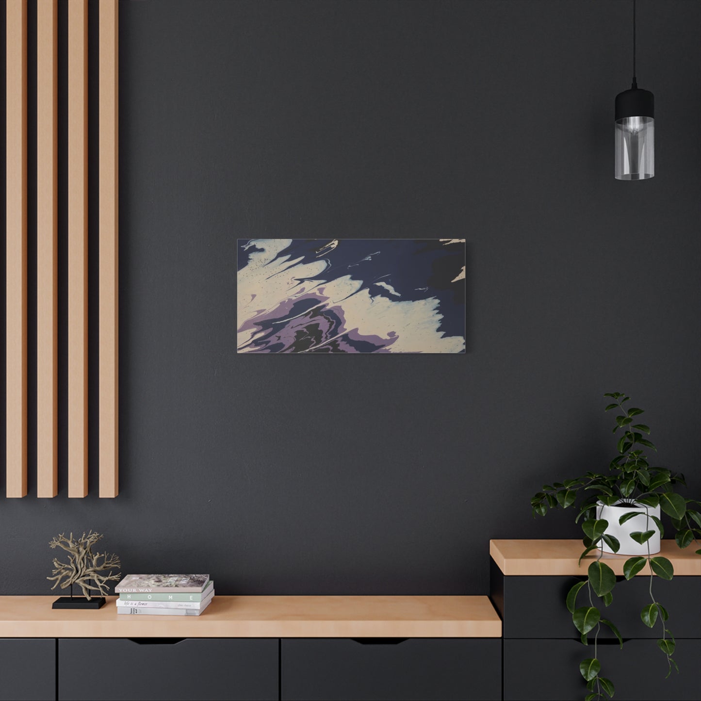 Abstract Navy & Lavender Wave Matte Stretched Canvas (1.25")