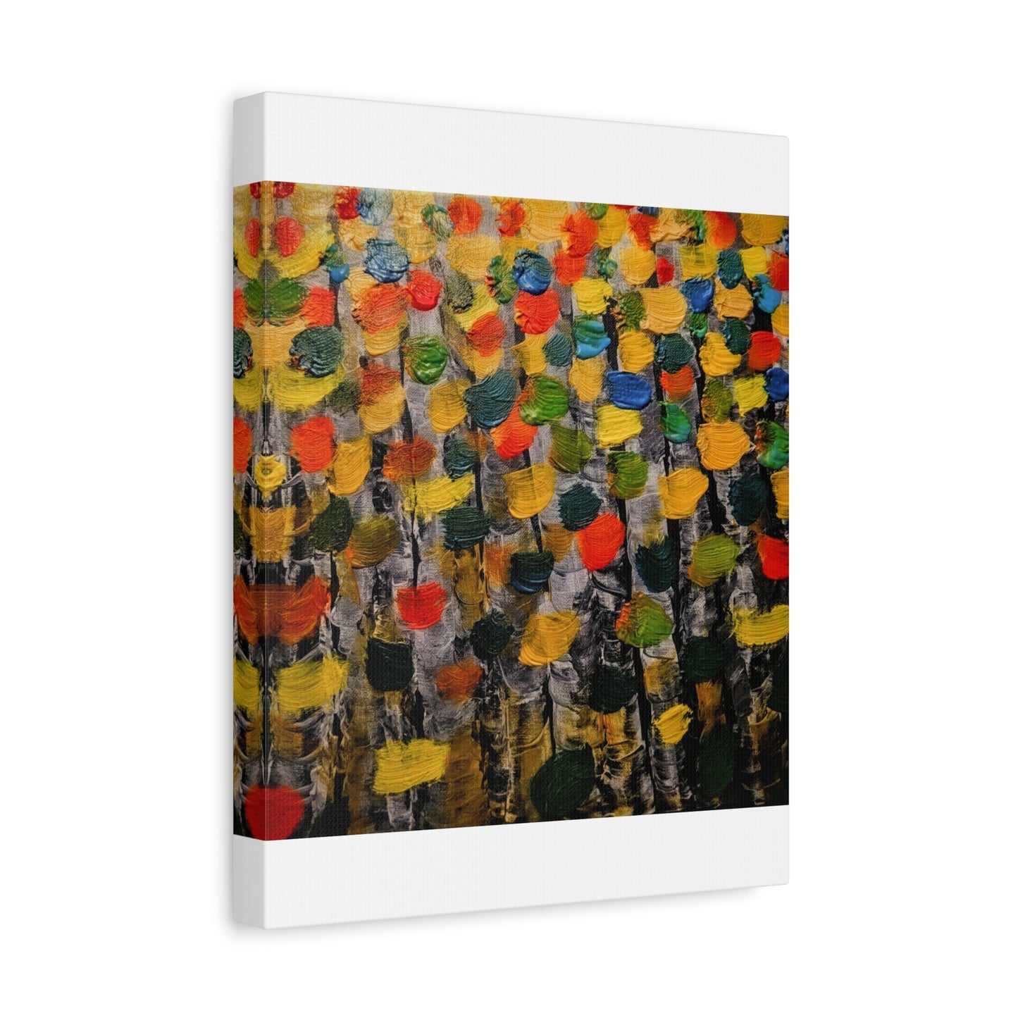 birch trees with color strokes - Abstract Color Bloom Matte Canvas Wall Art — Stretched 1.25"