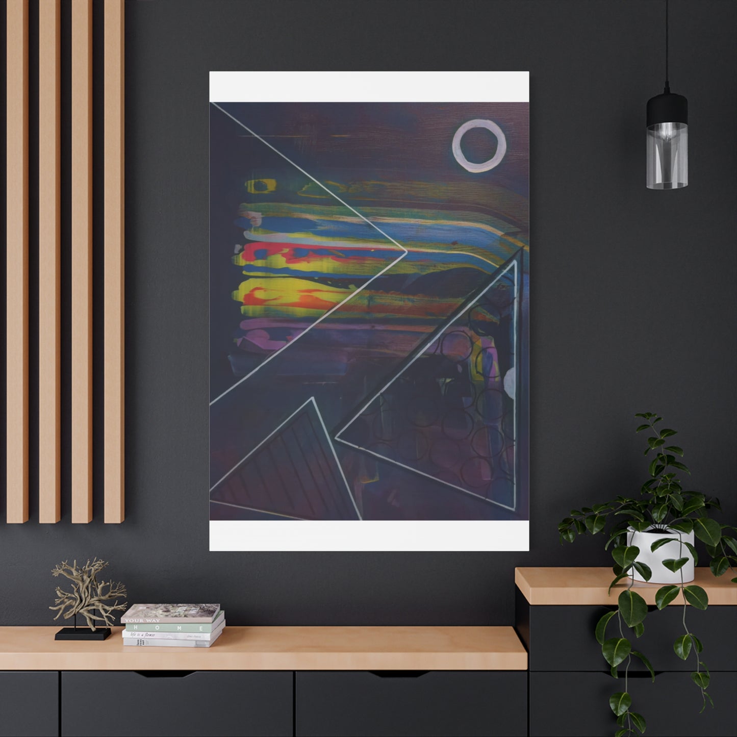 Abstract Geometric Canvas Art - 2025 astronomy – Colorful Drip Triangle Stretched Canvas
