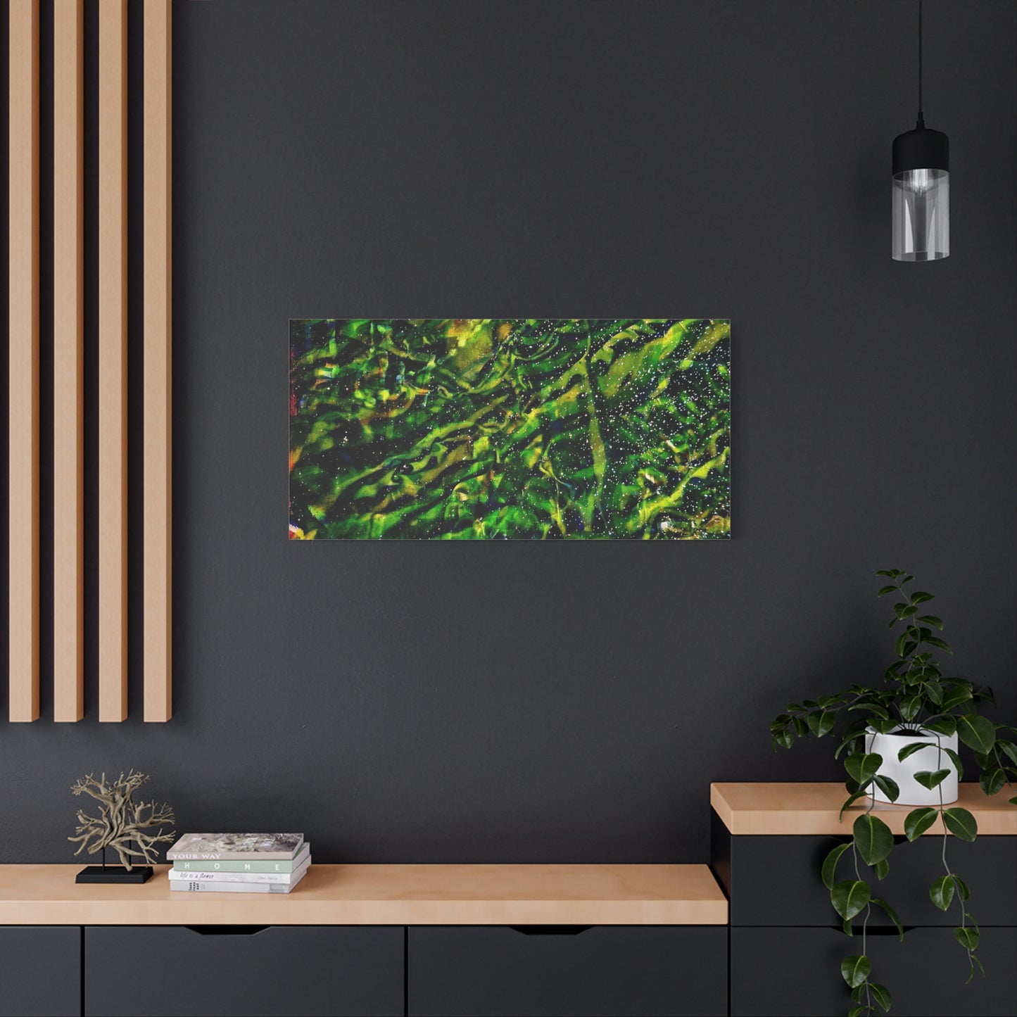 Confessions - Abstract Green Texture Canvas - Matte Stretched Wall Art
