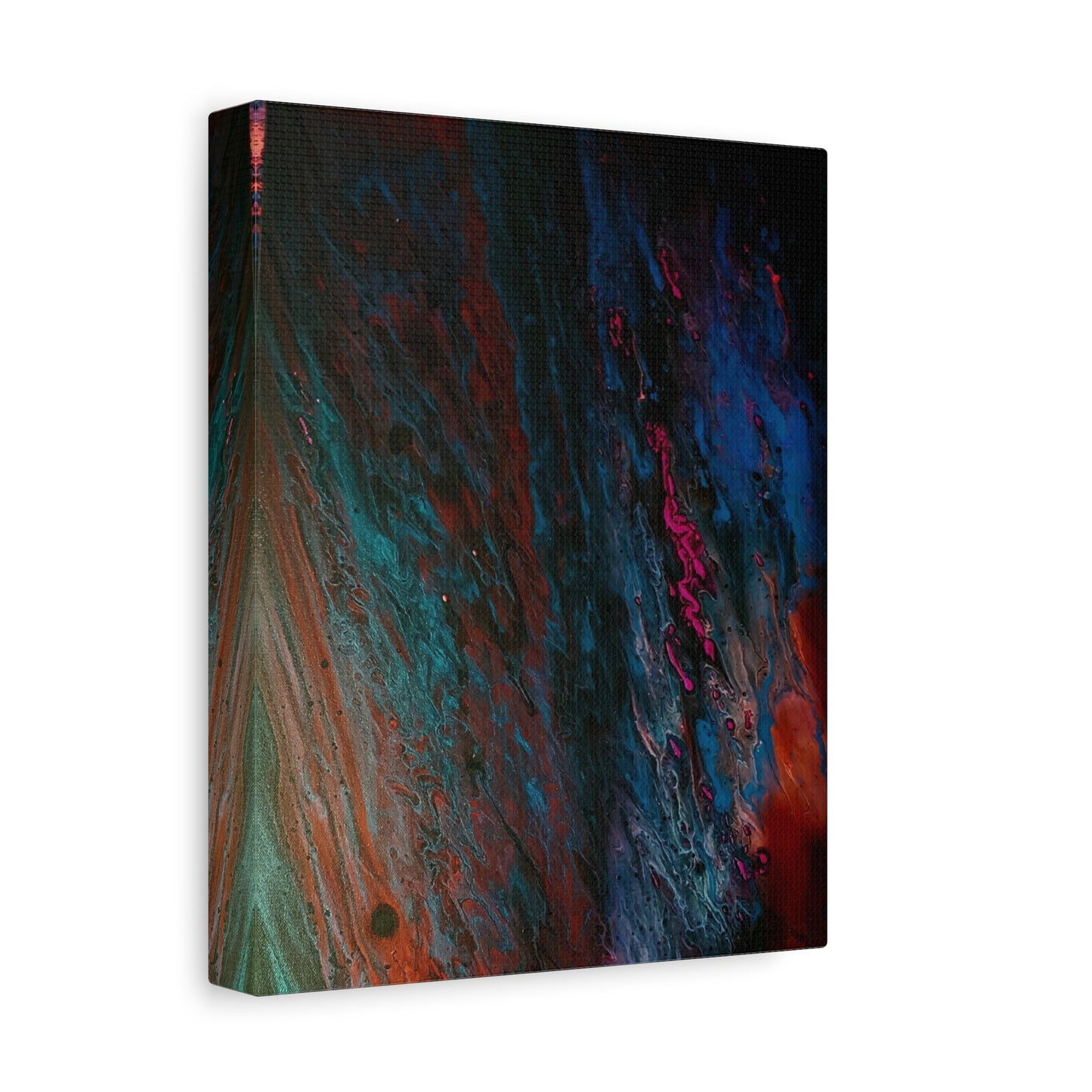 Abstract Fluid Art Canvas Wall Art - Jupiter pour — Vibrant Ocean Night Matte Stretched Canvas