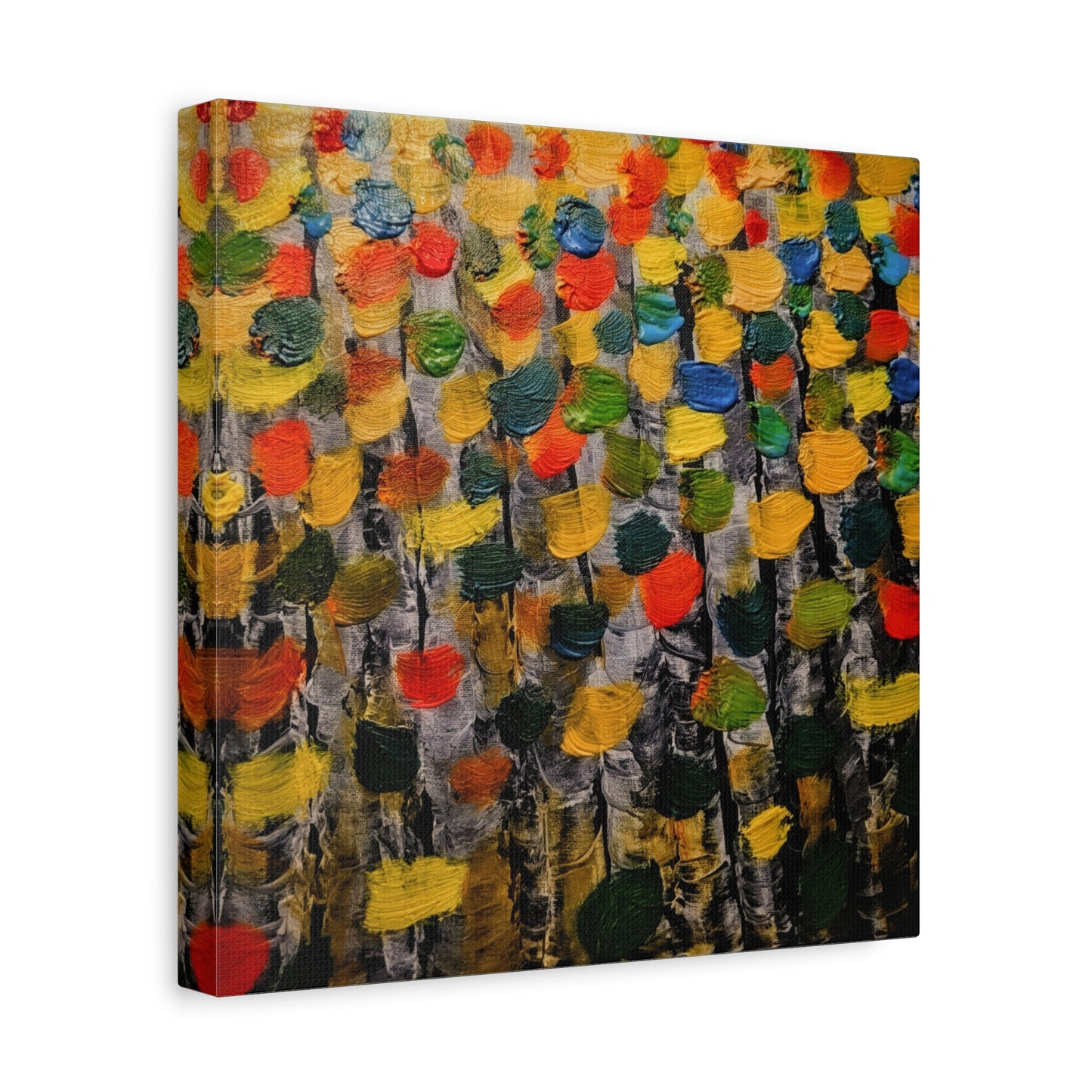 birch trees with color strokes - Abstract Color Bloom Matte Canvas Wall Art — Stretched 1.25"