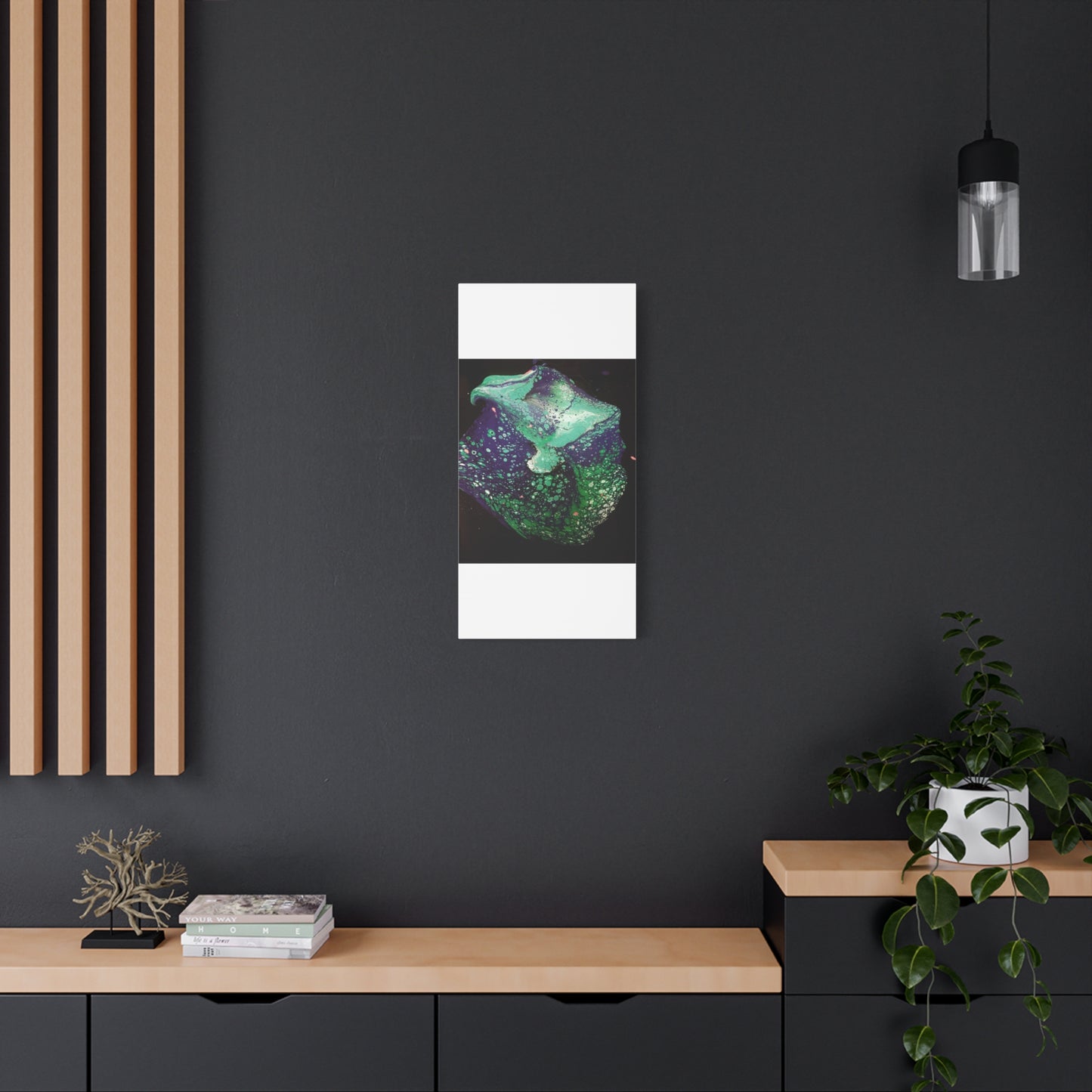 Abstract Green & Teal Fluid Art Canvas Print - Matte Stretched Wall Art
