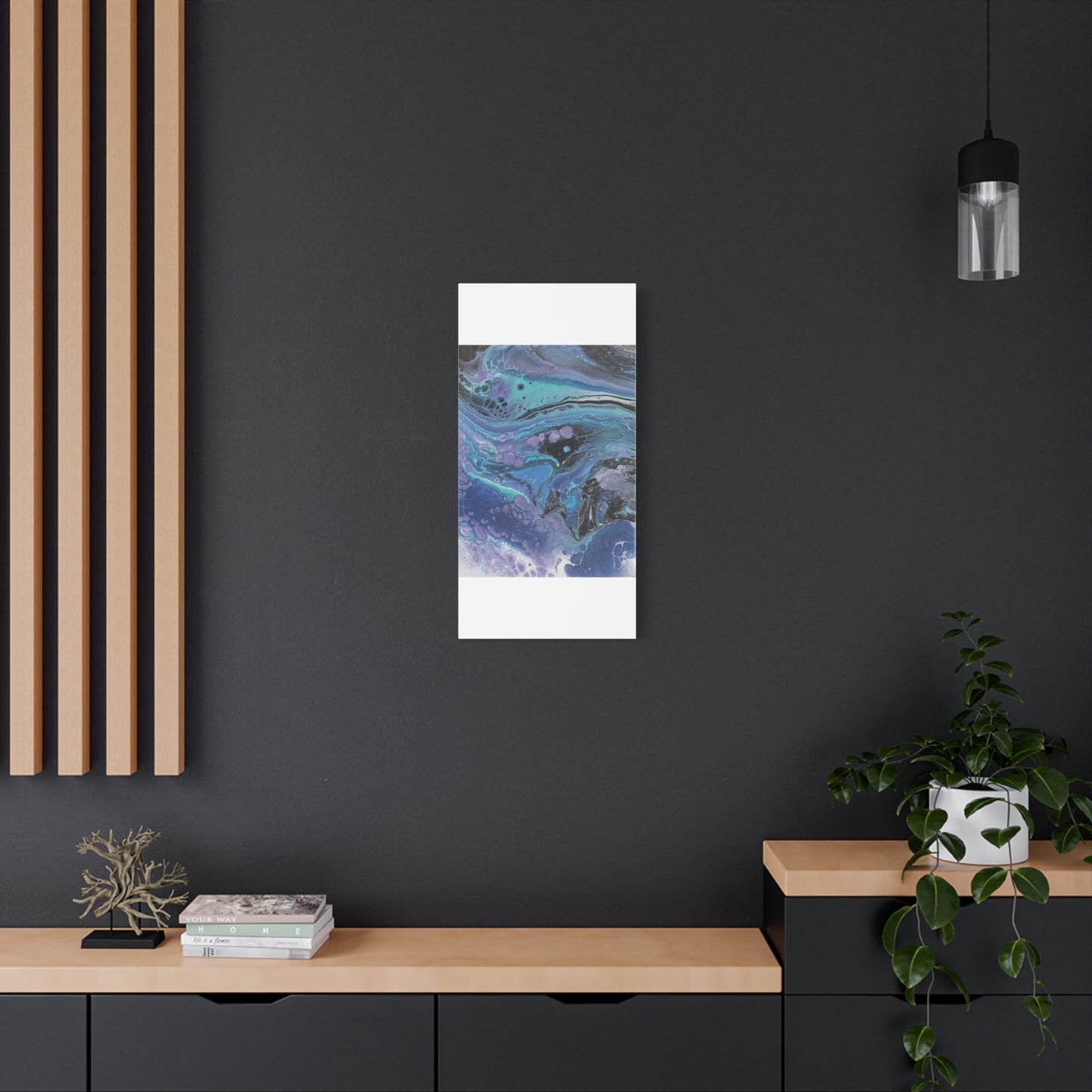Abstract Ocean Wave Matte Canvas Print — Blue & Purple Fluid Art, Stretched 1.25"