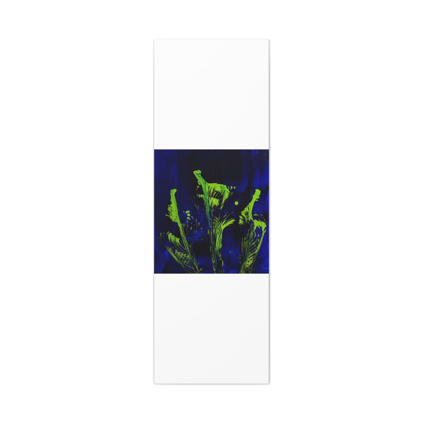 calla_lillies_pt.2 - Neon Floral Abstract Canvas Print — Blue & Lime Stretched Wall Art