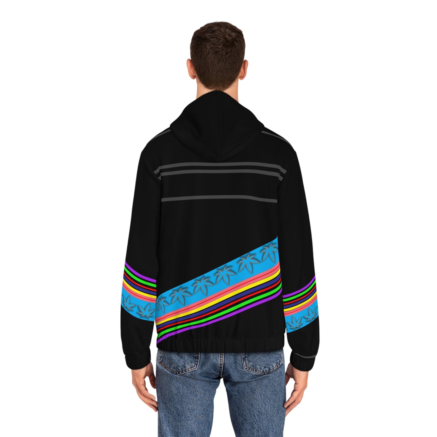 Men's Diagonal Rainbow Stripe Full-Zip Hoodie