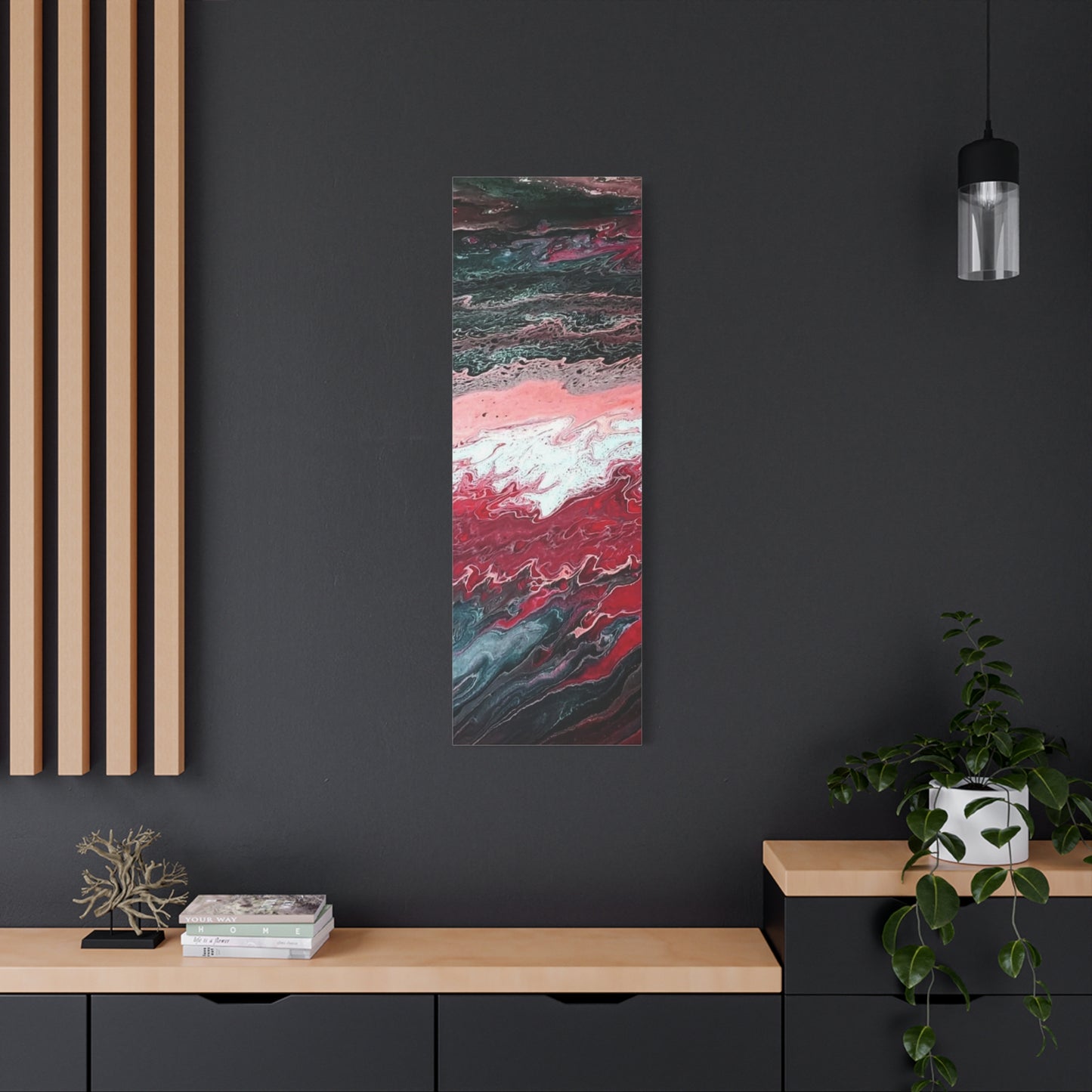 Abstract Pink & Red Fluid Art Canvas — Matte Stretched Wall Art