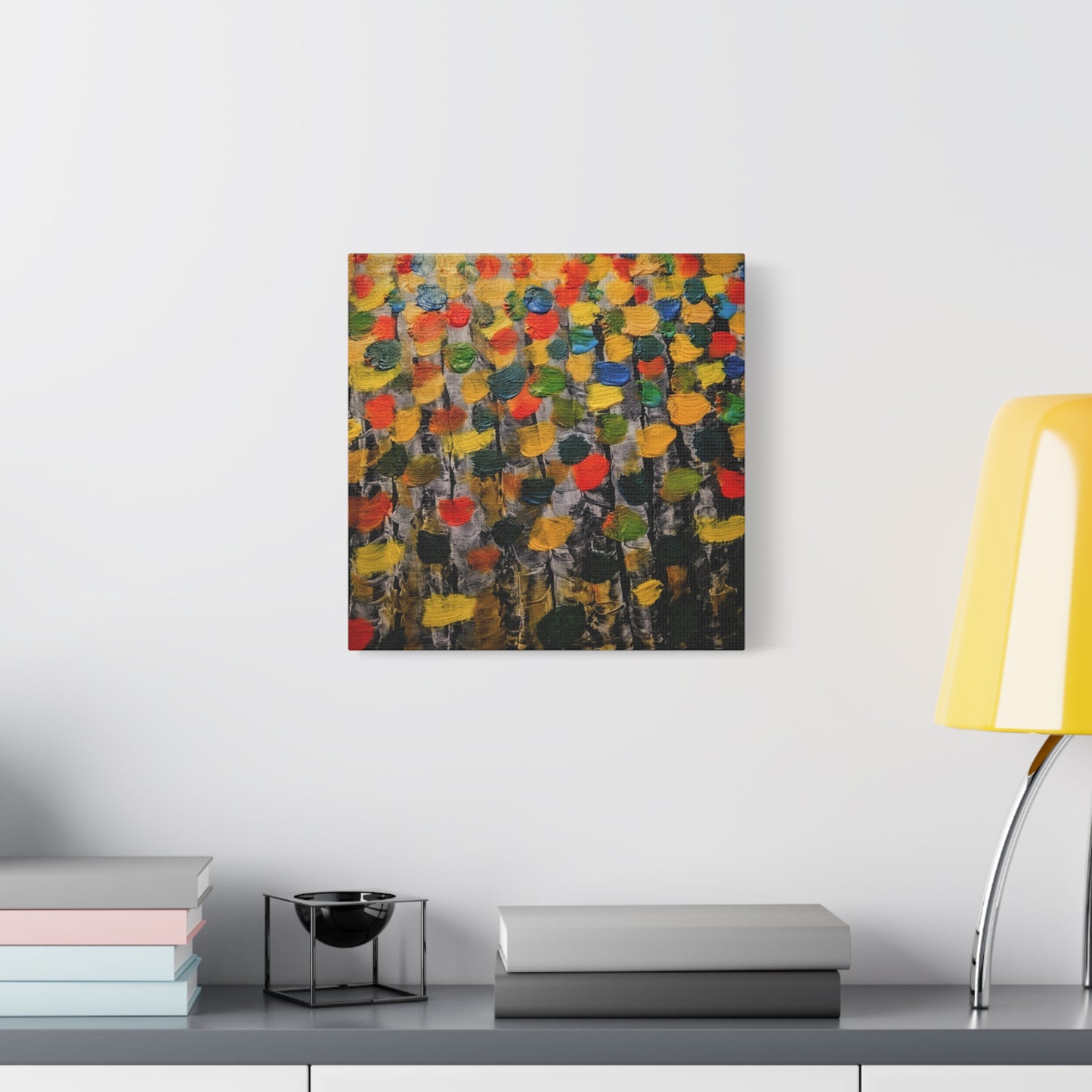 birch trees with color strokes - Abstract Color Bloom Matte Canvas Wall Art — Stretched 1.25"