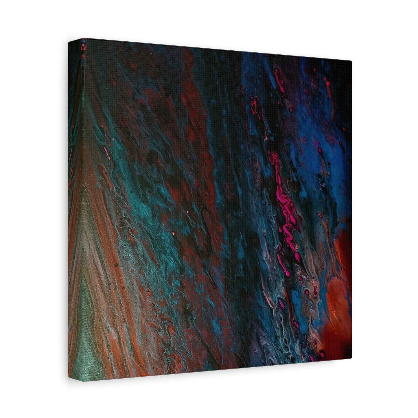Abstract Fluid Art Canvas Wall Art - Jupiter pour — Vibrant Ocean Night Matte Stretched Canvas