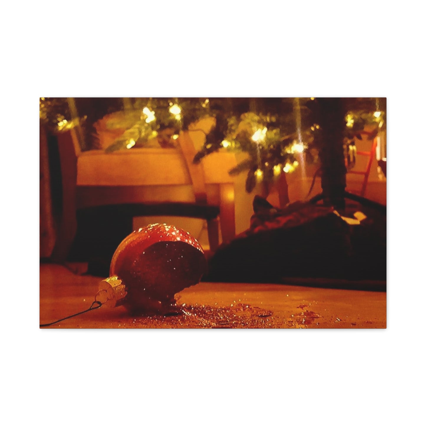 Christmas Tree Ornament Photo Canvas – Cozy Holiday Still Life Wall Art