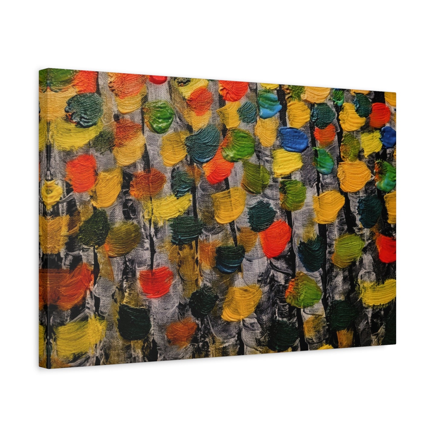birch trees with color strokes - Abstract Color Bloom Matte Canvas Wall Art — Stretched 1.25"