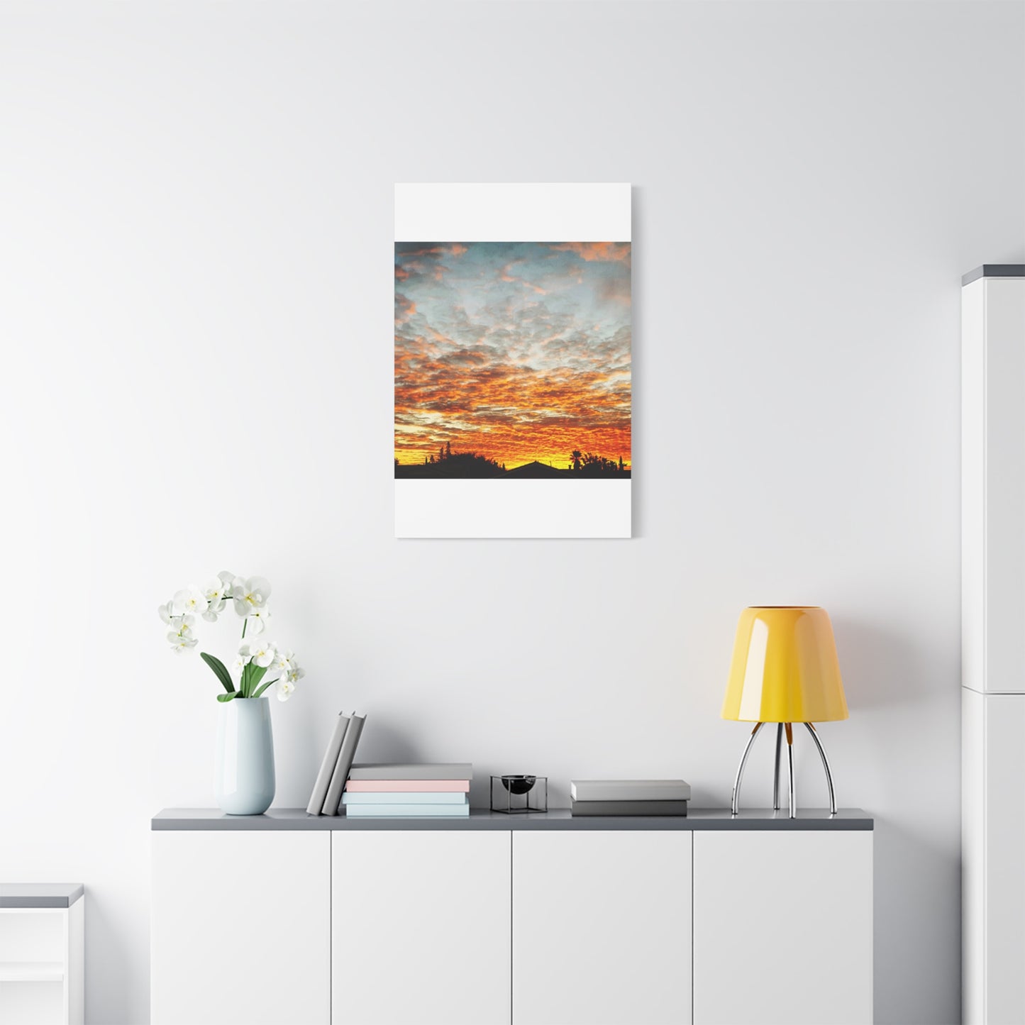 Sunset Sky Canvas Print — Orange Cloudscape Matte Stretched Wall Art