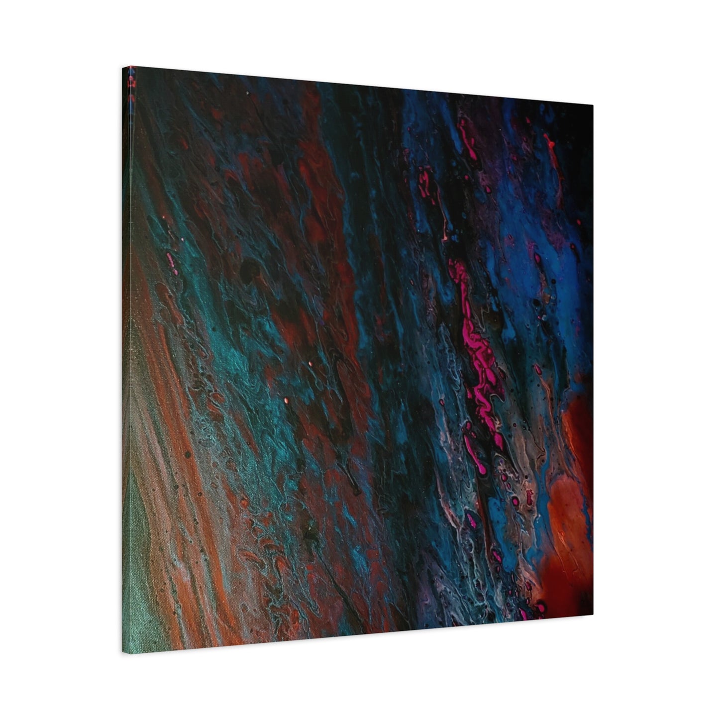 Abstract Fluid Art Canvas Wall Art - Jupiter pour — Vibrant Ocean Night Matte Stretched Canvas