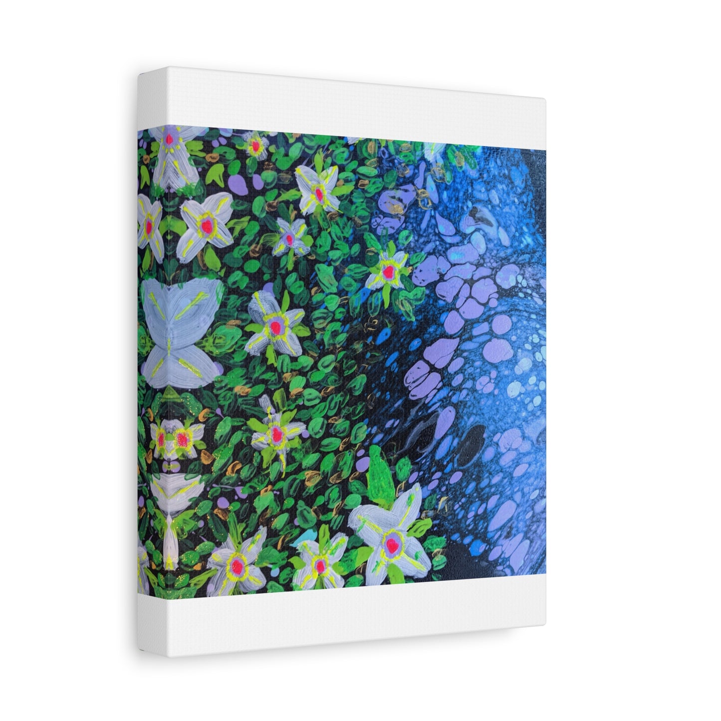 Floetrol&Flowers -  Reef Matte Canvas Wall Art — Blue & Green Abstract Flower Painting