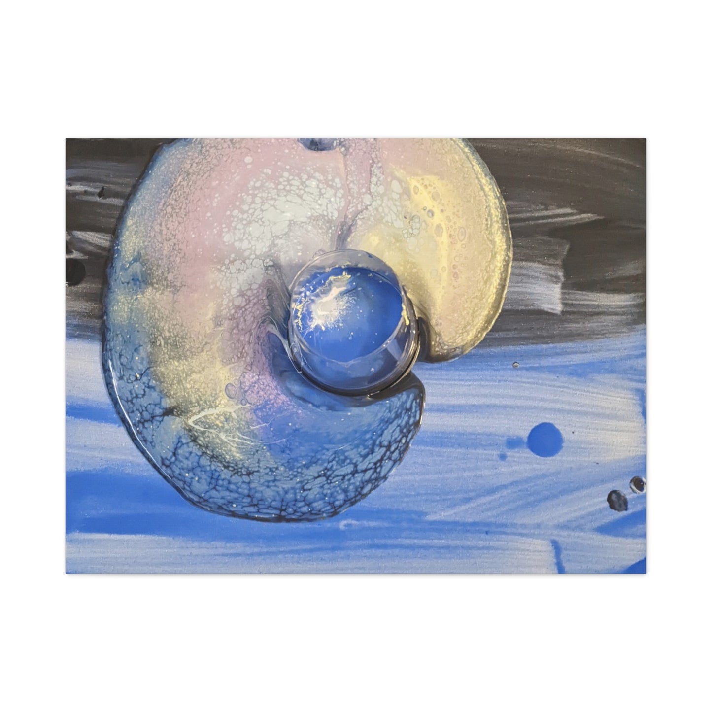 the nautilus - Abstract Blue Spiral Matte Canvas Art - Nautical Coastal Wall Decor