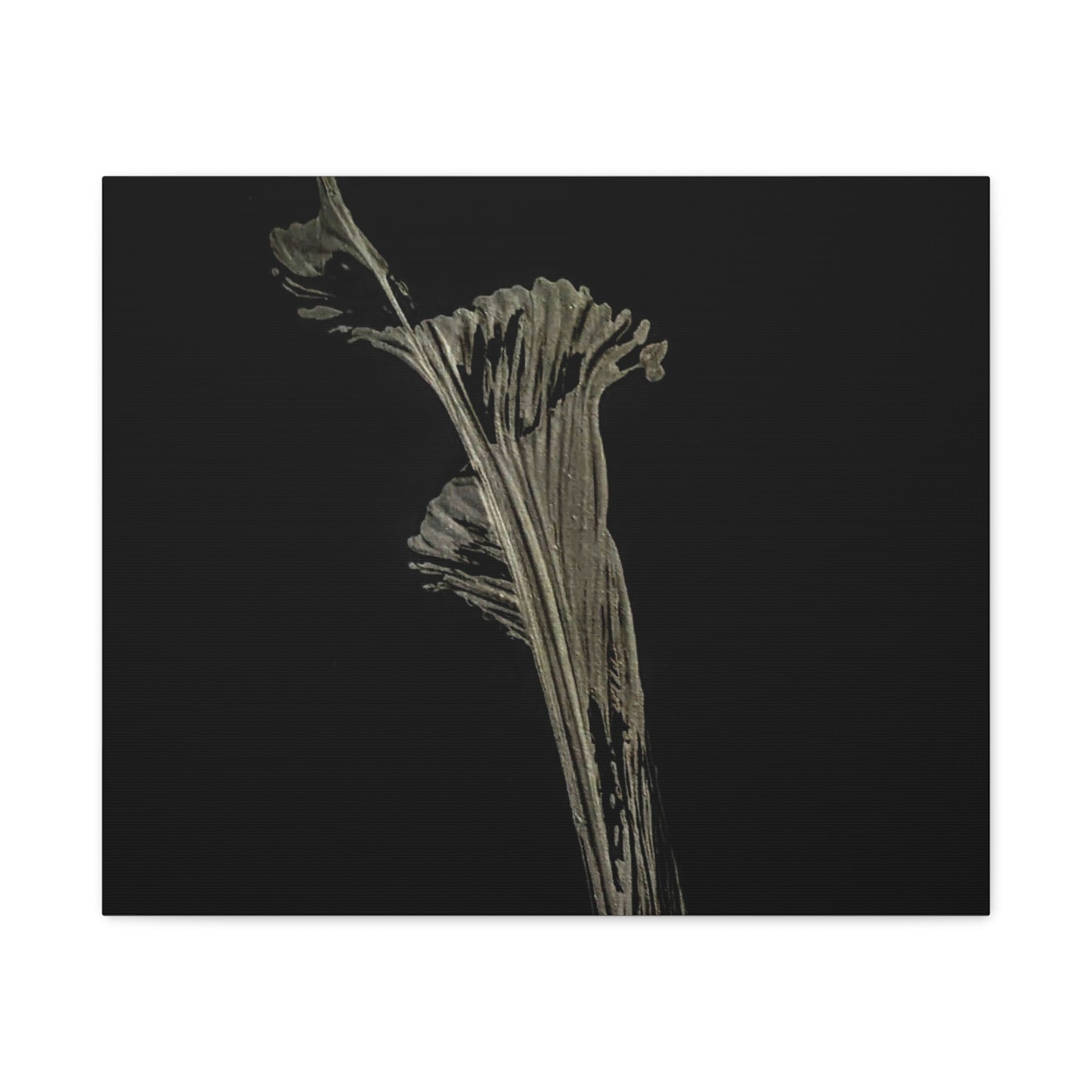 Calla Lilly - Minimalist Botanical Canvas Print — Monochrome Flower Art on Black Matte