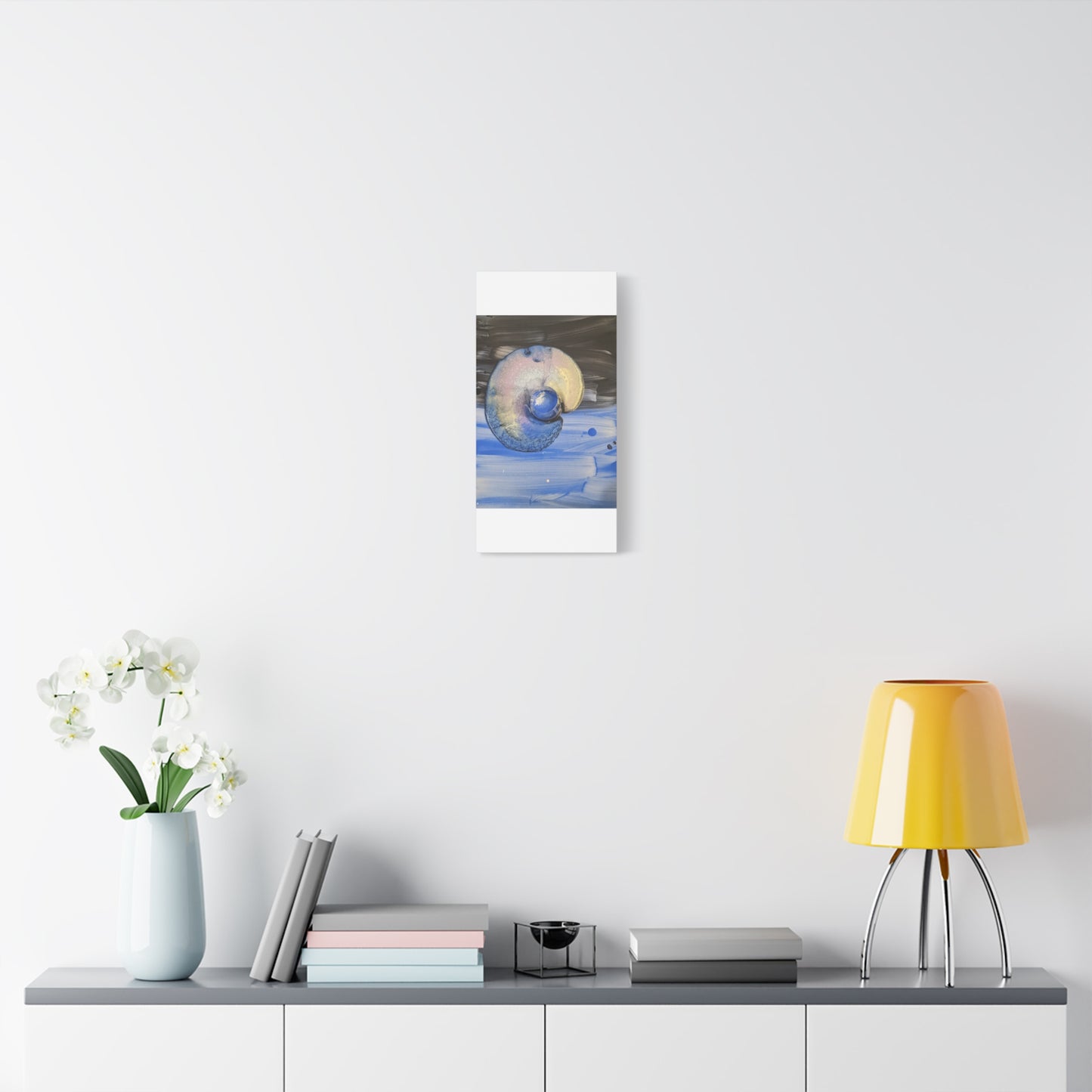 the nautilus - Abstract Blue Spiral Matte Canvas Art - Nautical Coastal Wall Decor