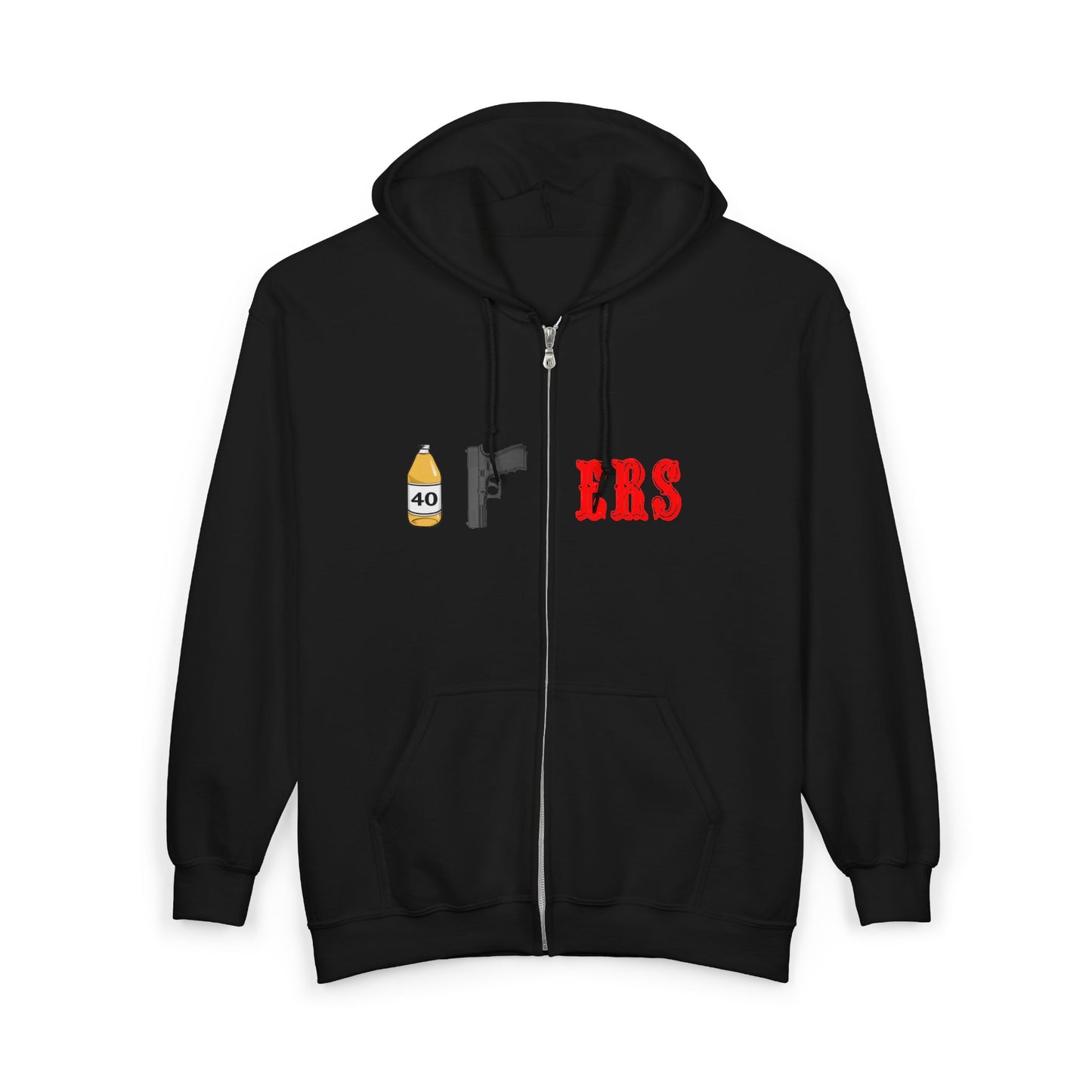 Zip Hoodie "40oz PERS" Graphic Full-Zip Hooded Sweatshirt — Urban Streetwear Gift