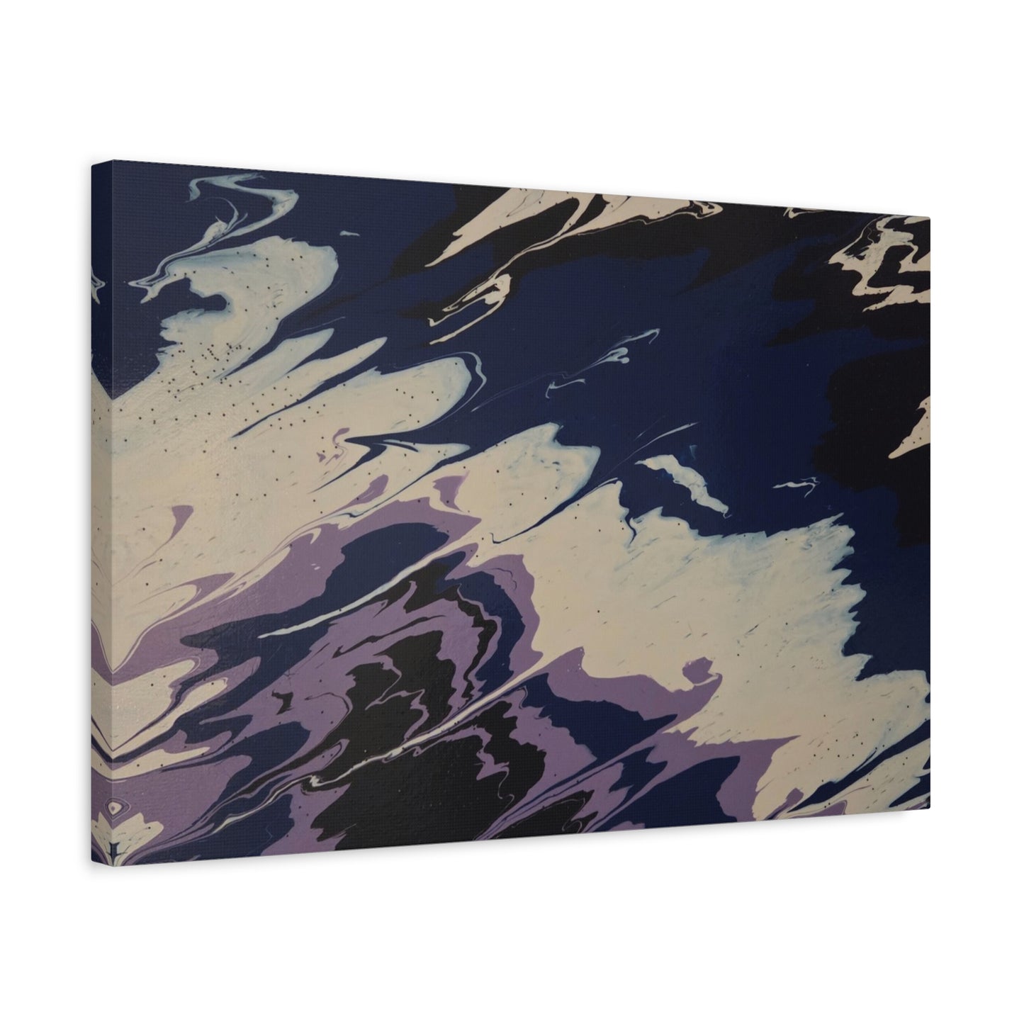 Abstract Navy & Lavender Wave Matte Stretched Canvas (1.25")