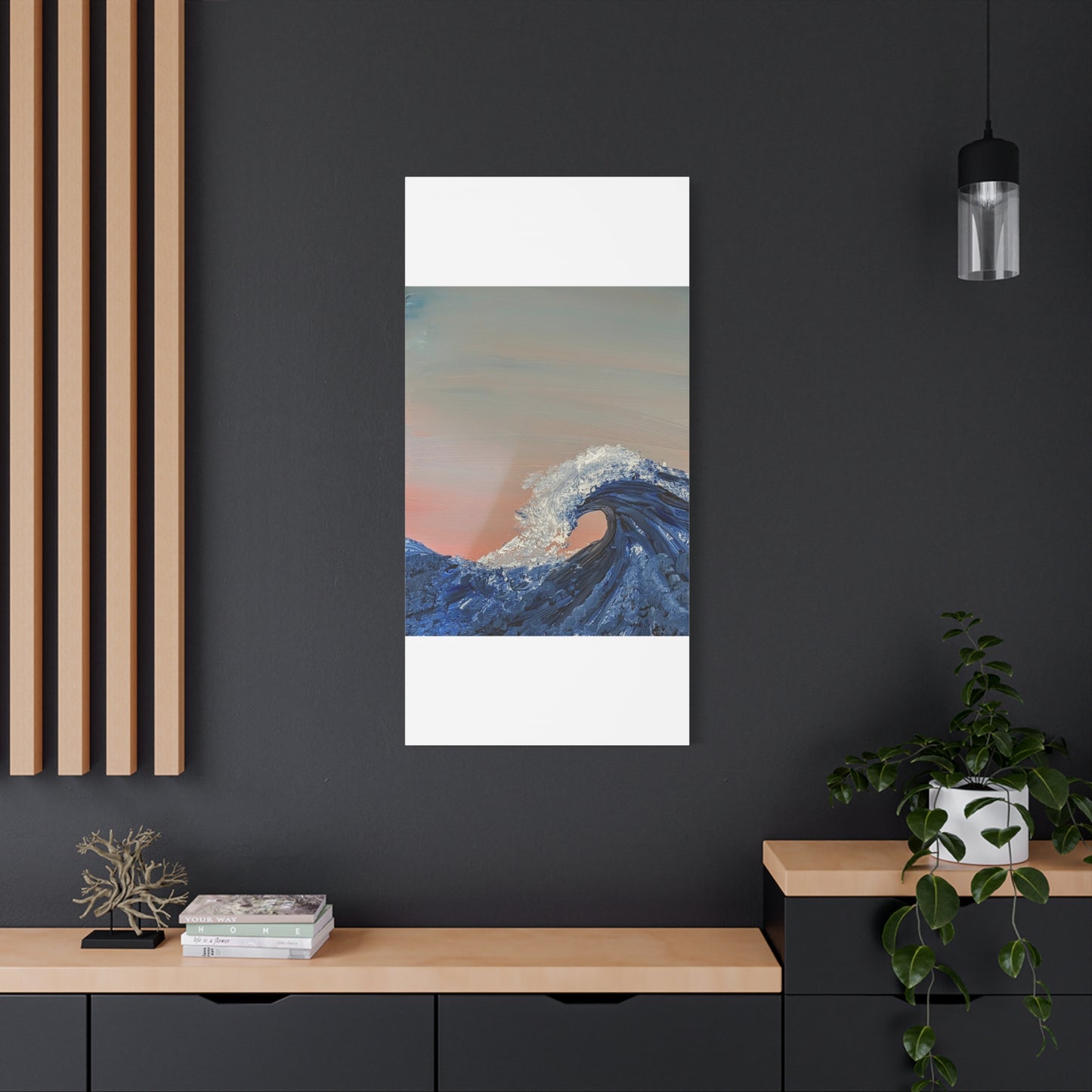 California_Coast - Ocean Wave Canvas Art — Blue Wave Seascape Matte Stretched Canvas