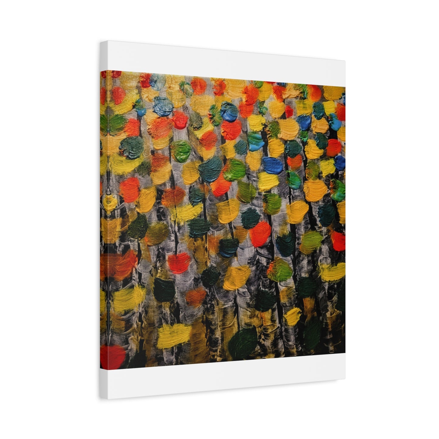 birch trees with color strokes - Abstract Color Bloom Matte Canvas Wall Art — Stretched 1.25"