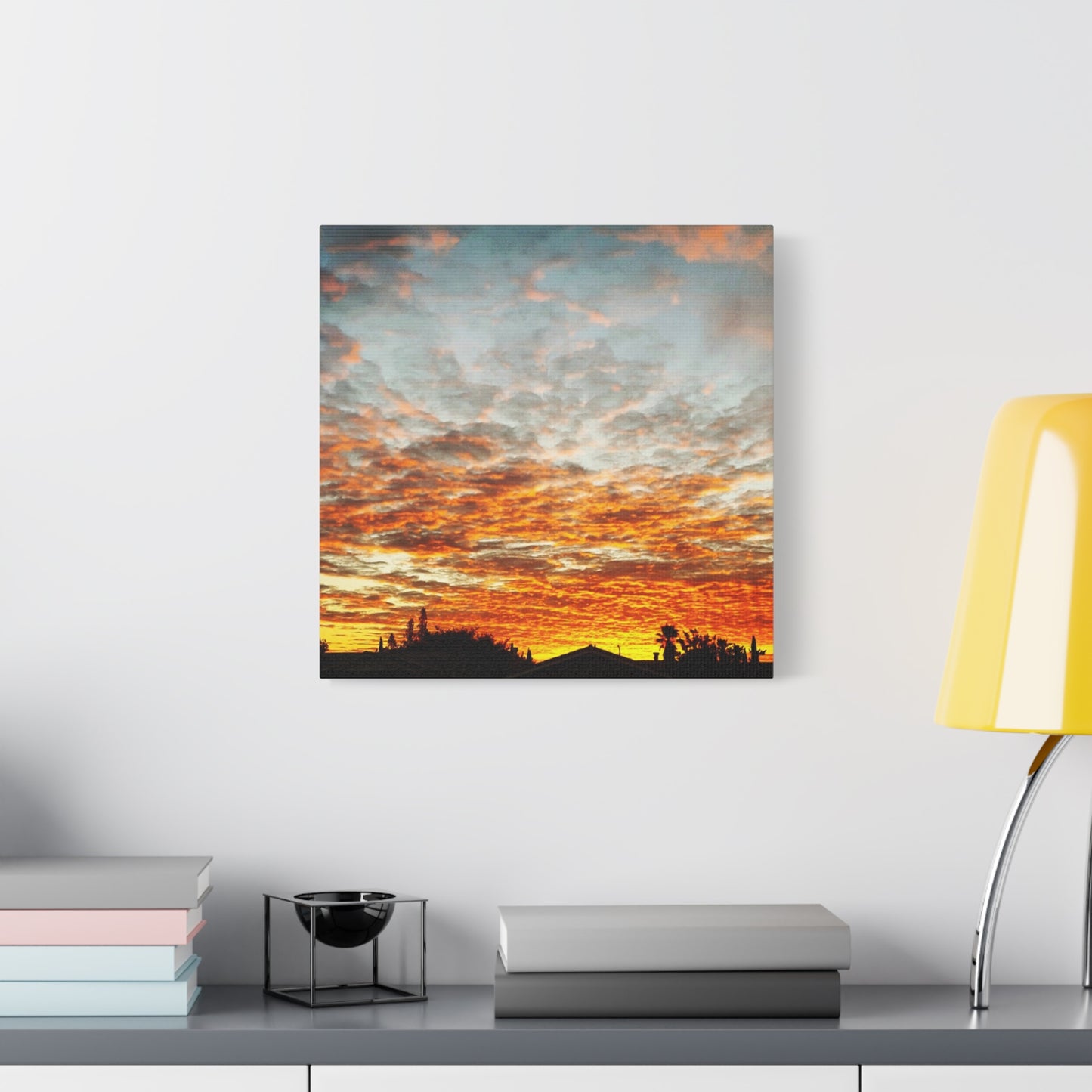 Sunset Sky Canvas Print — Orange Cloudscape Matte Stretched Wall Art