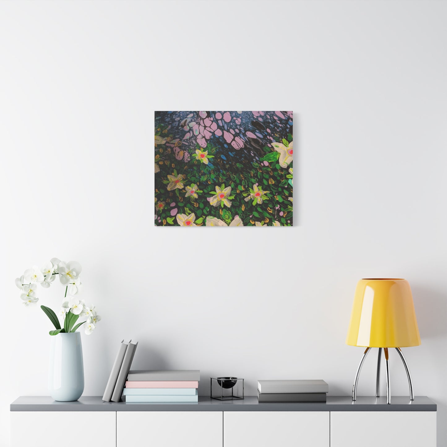 Floetrol&Flowers - Night Pour Garden Matte Canvas Print — Stretched Wall Art