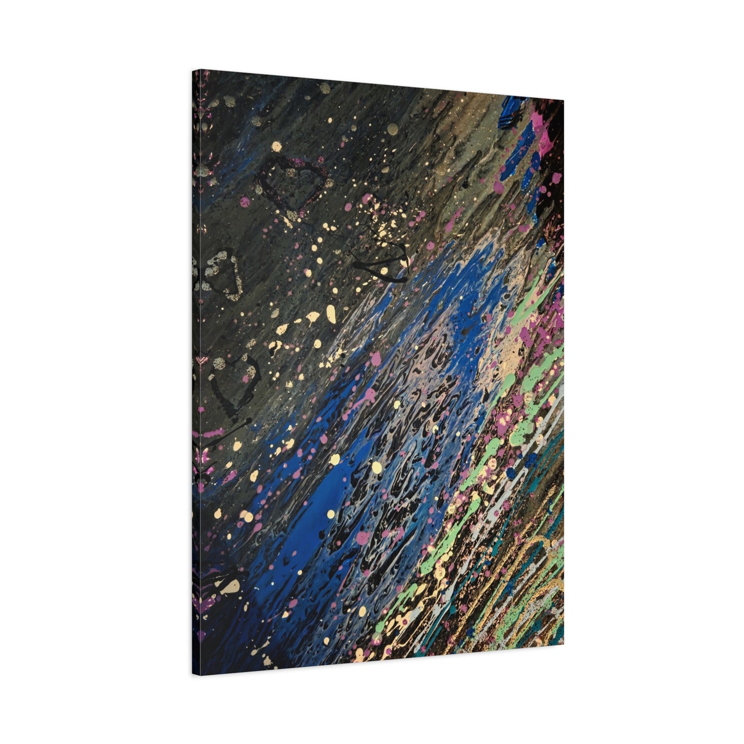 Abstract Splatter Matte Canvas Print — Colorful Fluid Art Wall Decor, Stretched 1.25"