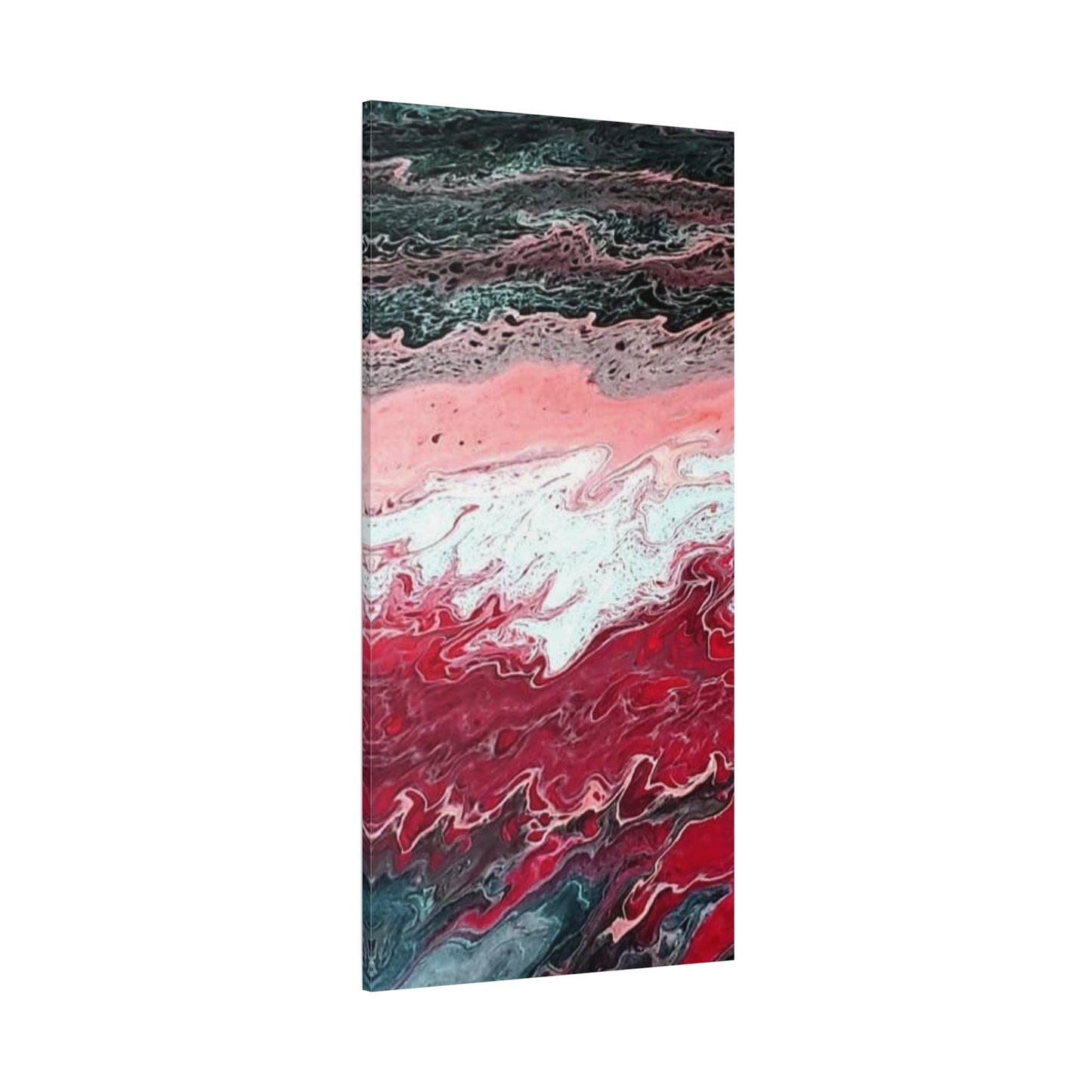 Abstract Pink & Red Fluid Art Canvas — Matte Stretched Wall Art