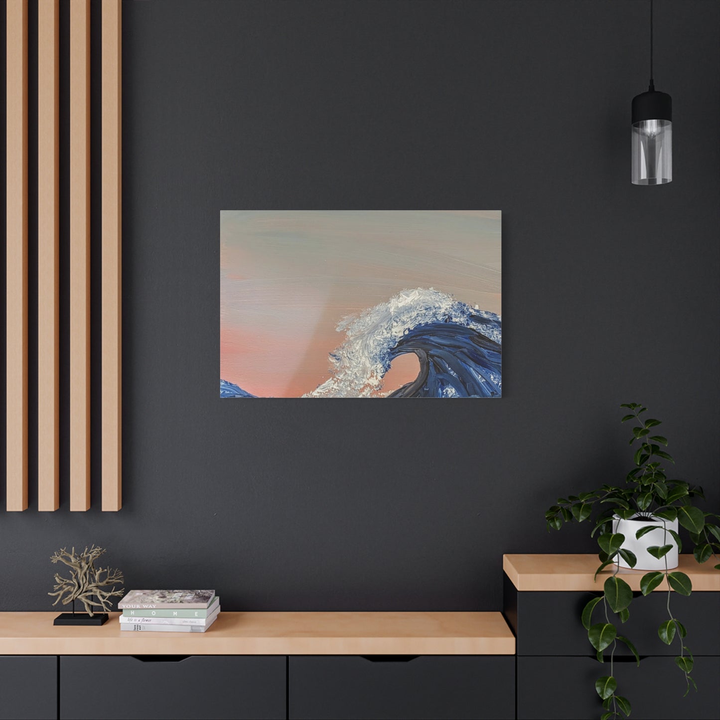 California_Coast - Ocean Wave Canvas Art — Blue Wave Seascape Matte Stretched Canvas