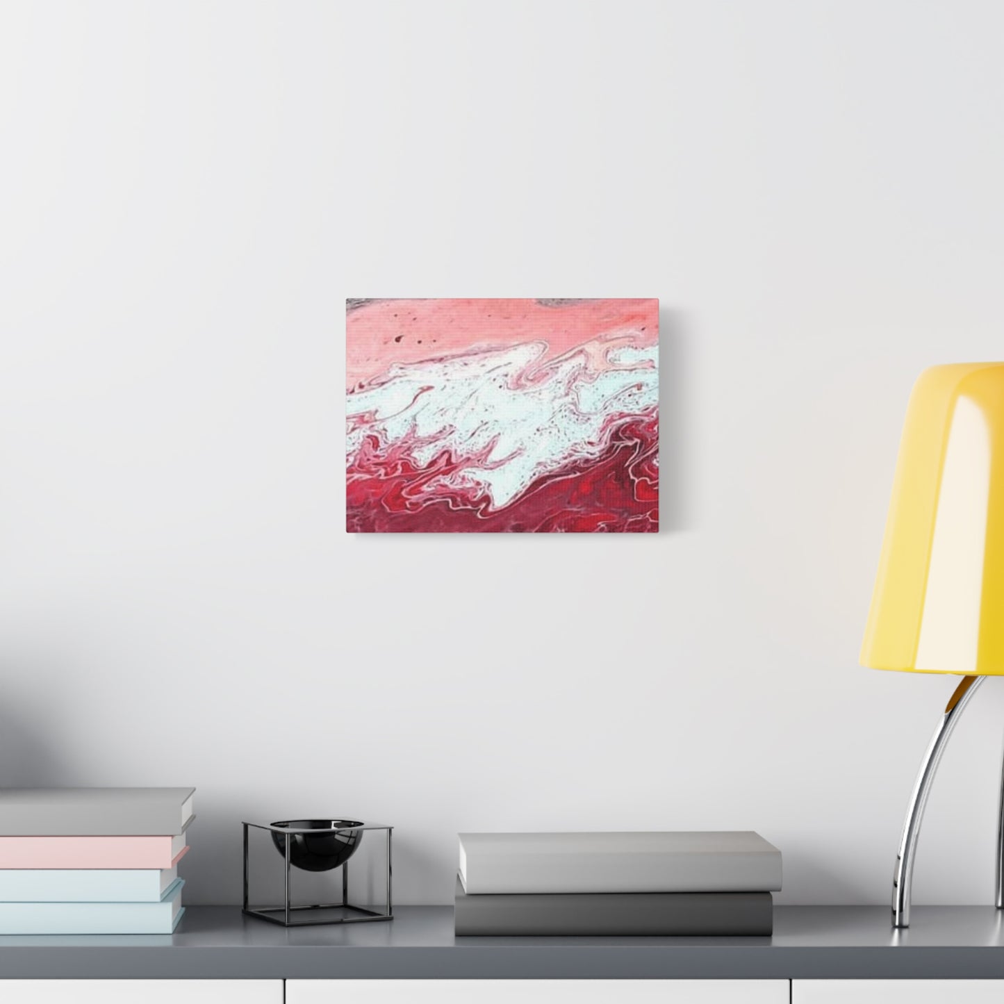 Abstract Pink & Red Fluid Art Canvas — Matte Stretched Wall Art