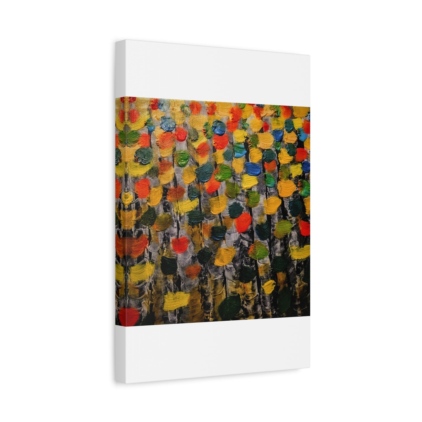 birch trees with color strokes - Abstract Color Bloom Matte Canvas Wall Art — Stretched 1.25"