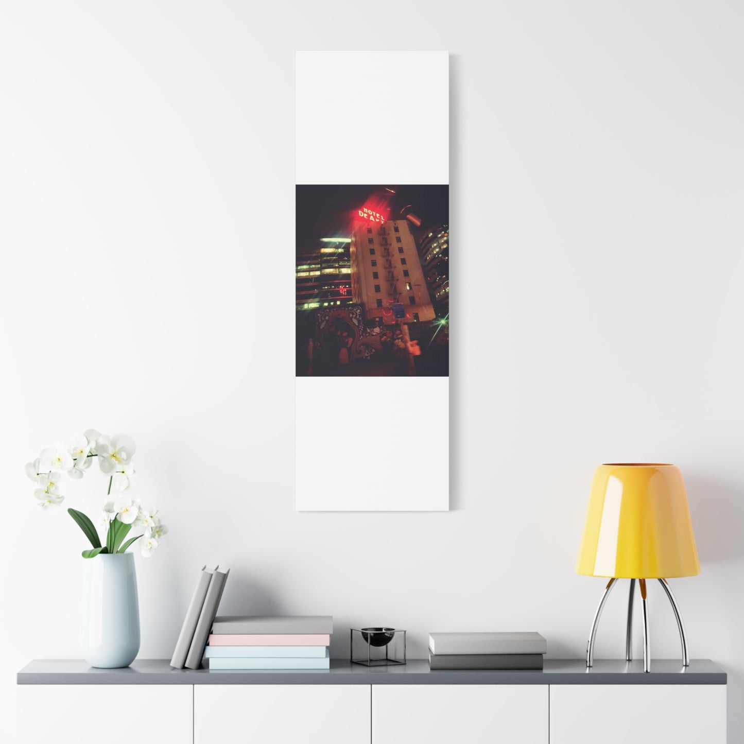 Hotel DeAnza - City Nightscape Canvas Print — Urban Street Art Building Matte Stretched 1.25"