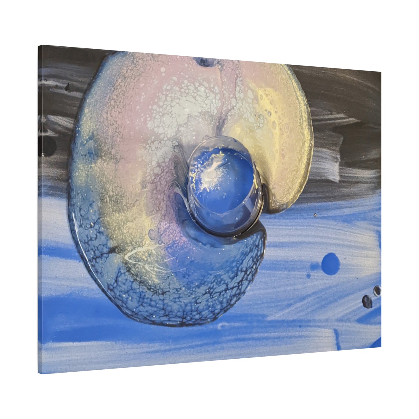 the nautilus - Abstract Blue Spiral Matte Canvas Art - Nautical Coastal Wall Decor