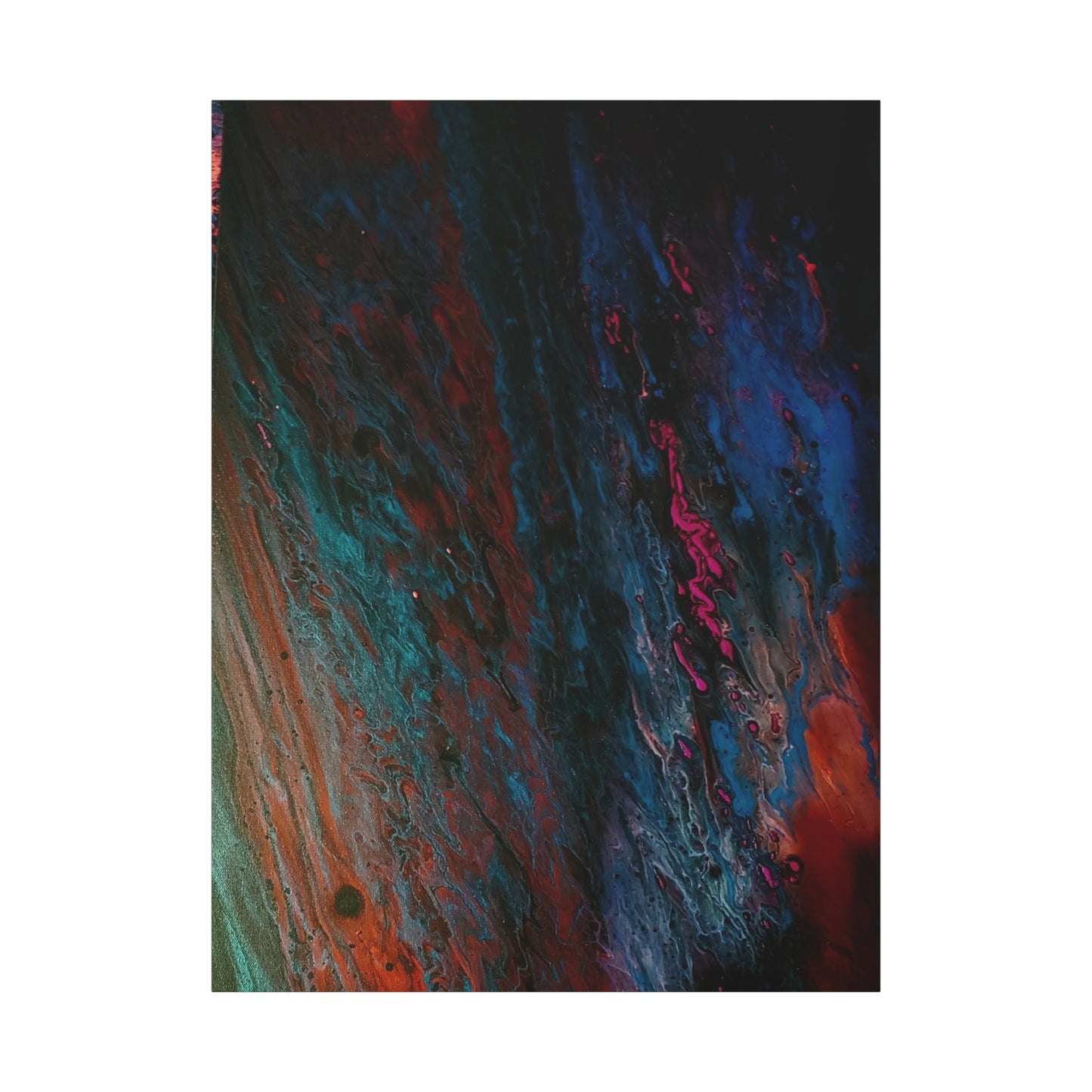 Abstract Fluid Art Canvas Wall Art - Jupiter pour — Vibrant Ocean Night Matte Stretched Canvas