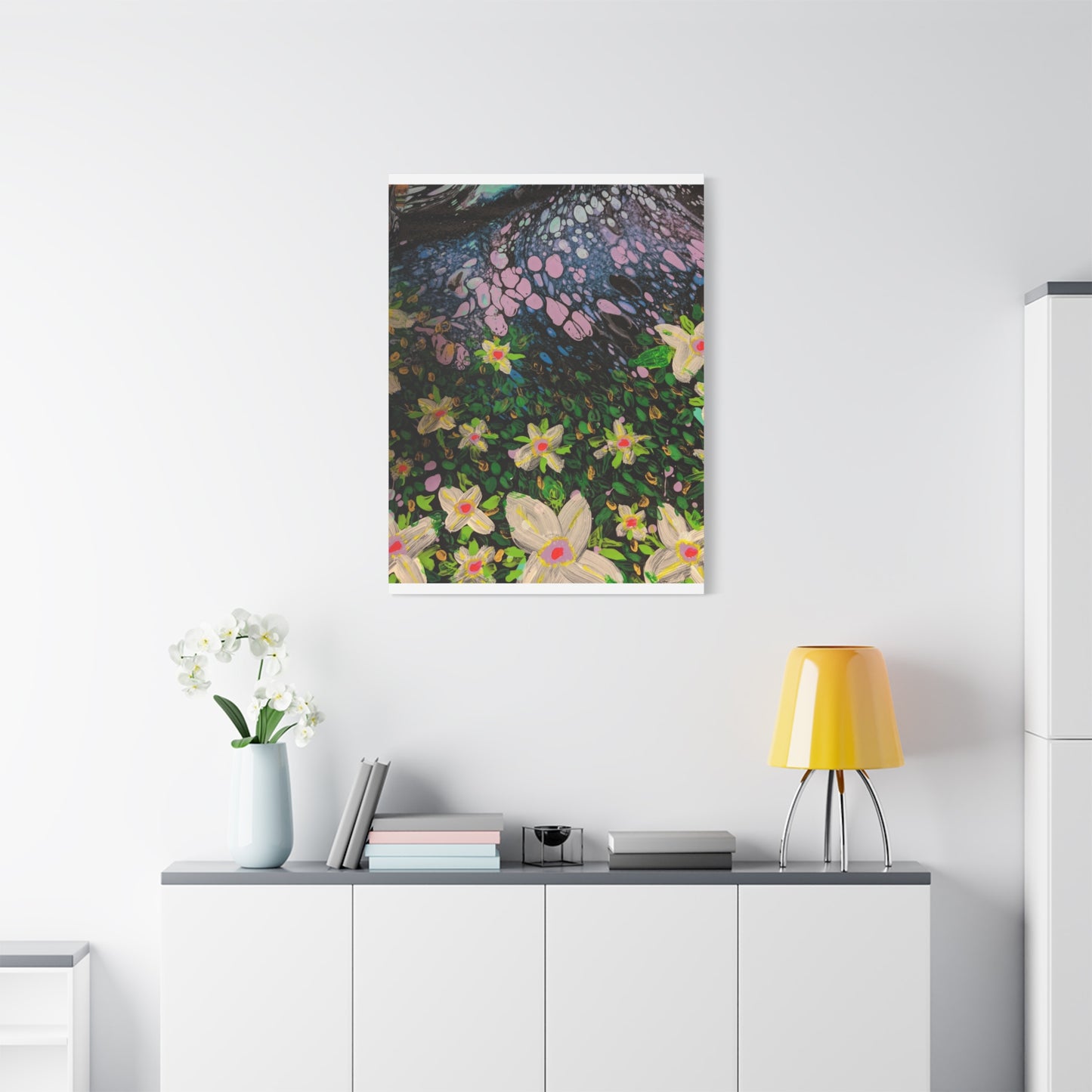 Floetrol&Flowers - Night Pour Garden Matte Canvas Print — Stretched Wall Art