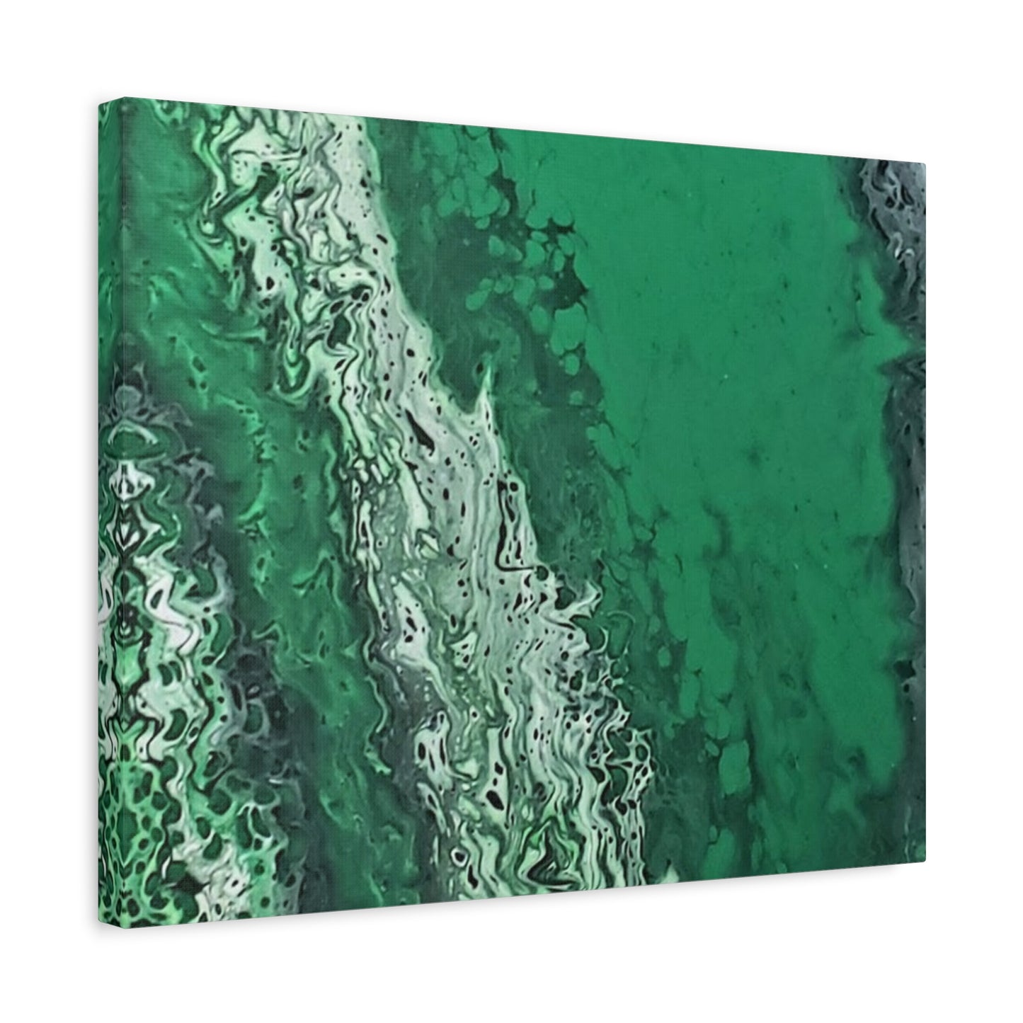 Emerald Wave Abstract Canvas Print — Matte Stretched Wall Art