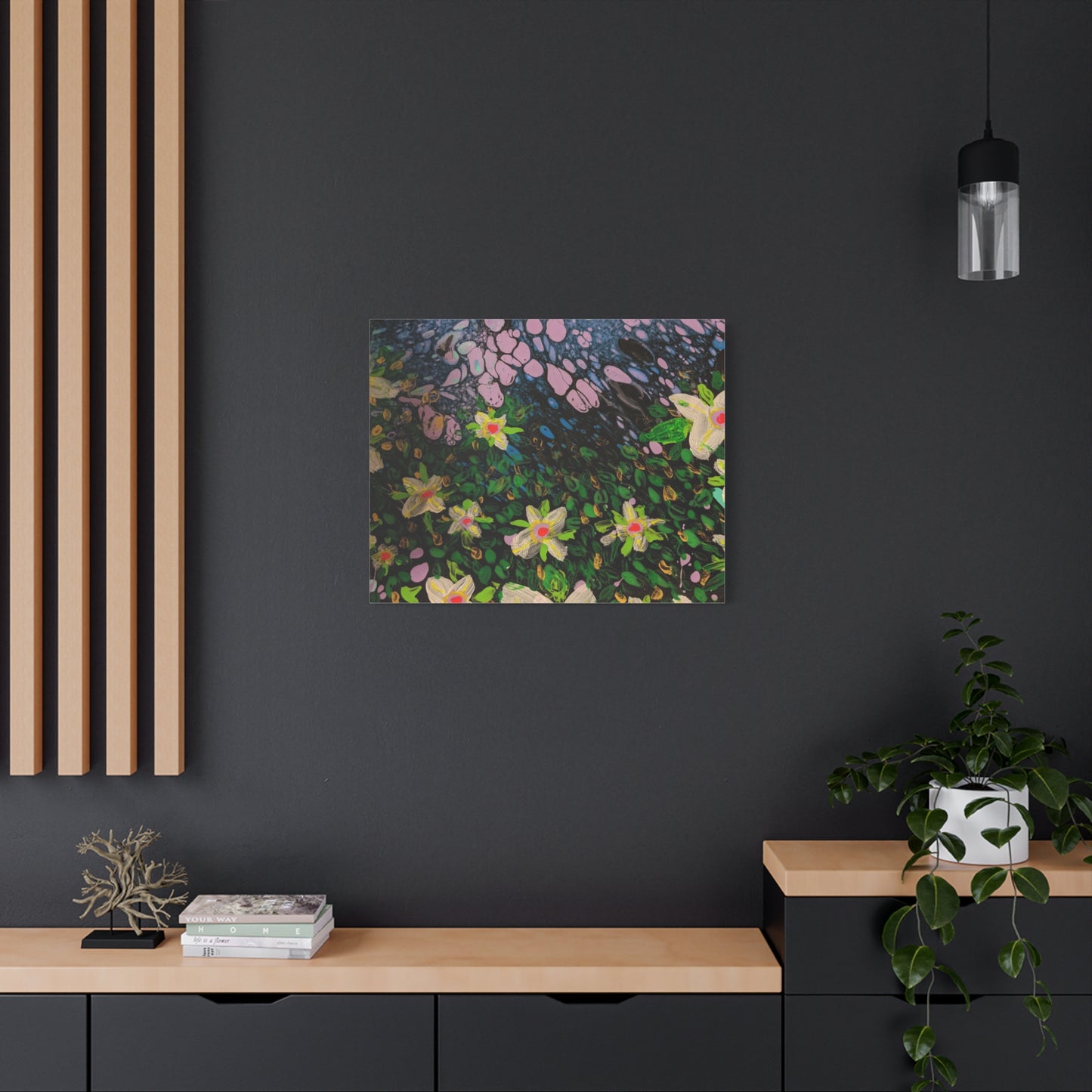 Floetrol&Flowers - Night Pour Garden Matte Canvas Print — Stretched Wall Art